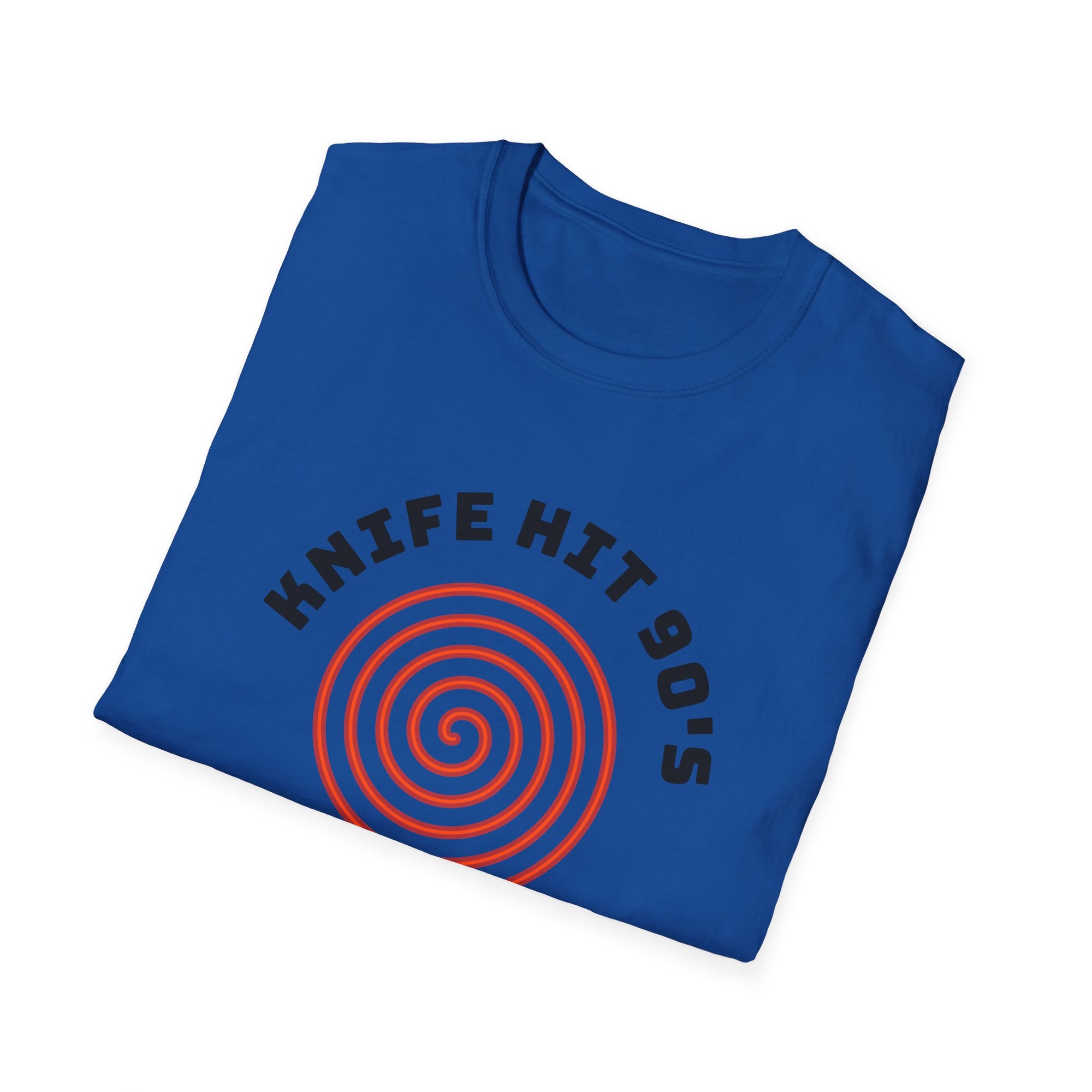 Knife Hit 90s spiral graphic T-Shirt | Freezer Buddy back print