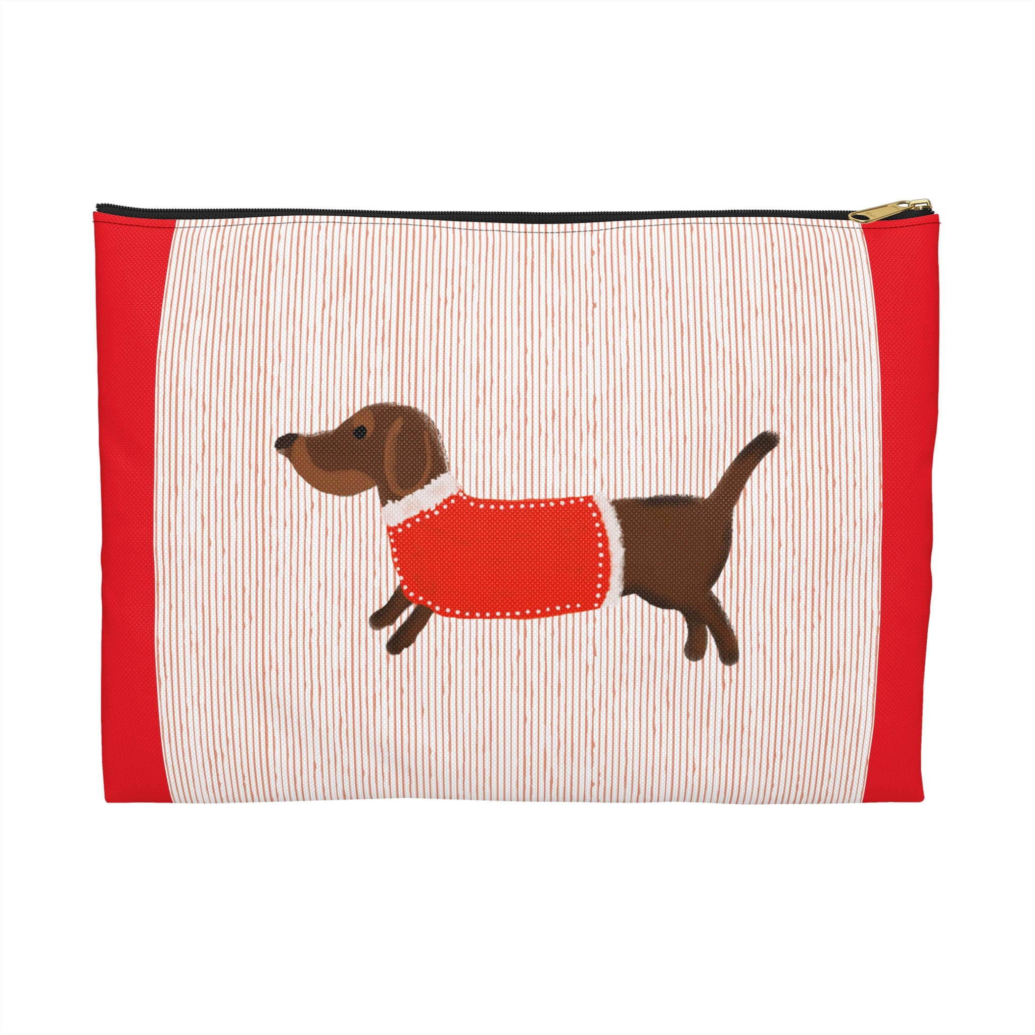 Dachshund Pouch — Cute Wiener Dog Accessory Bag with Red Sweater