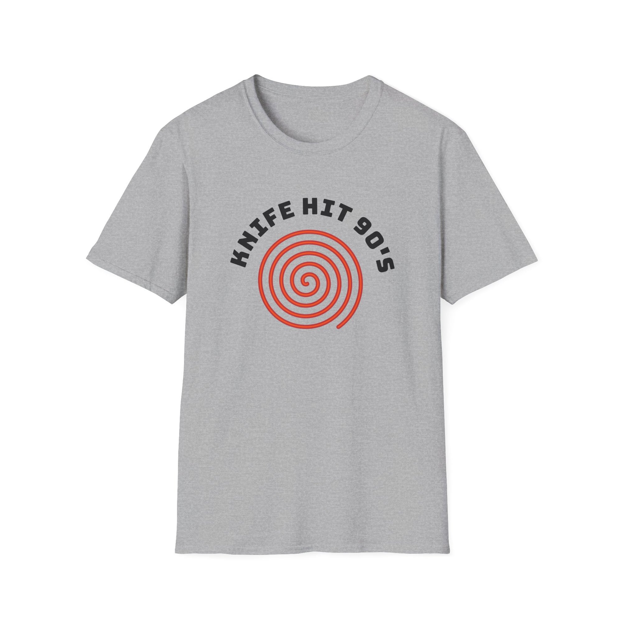 Knife Hit 90s spiral graphic T-Shirt | Freezer Buddy back print