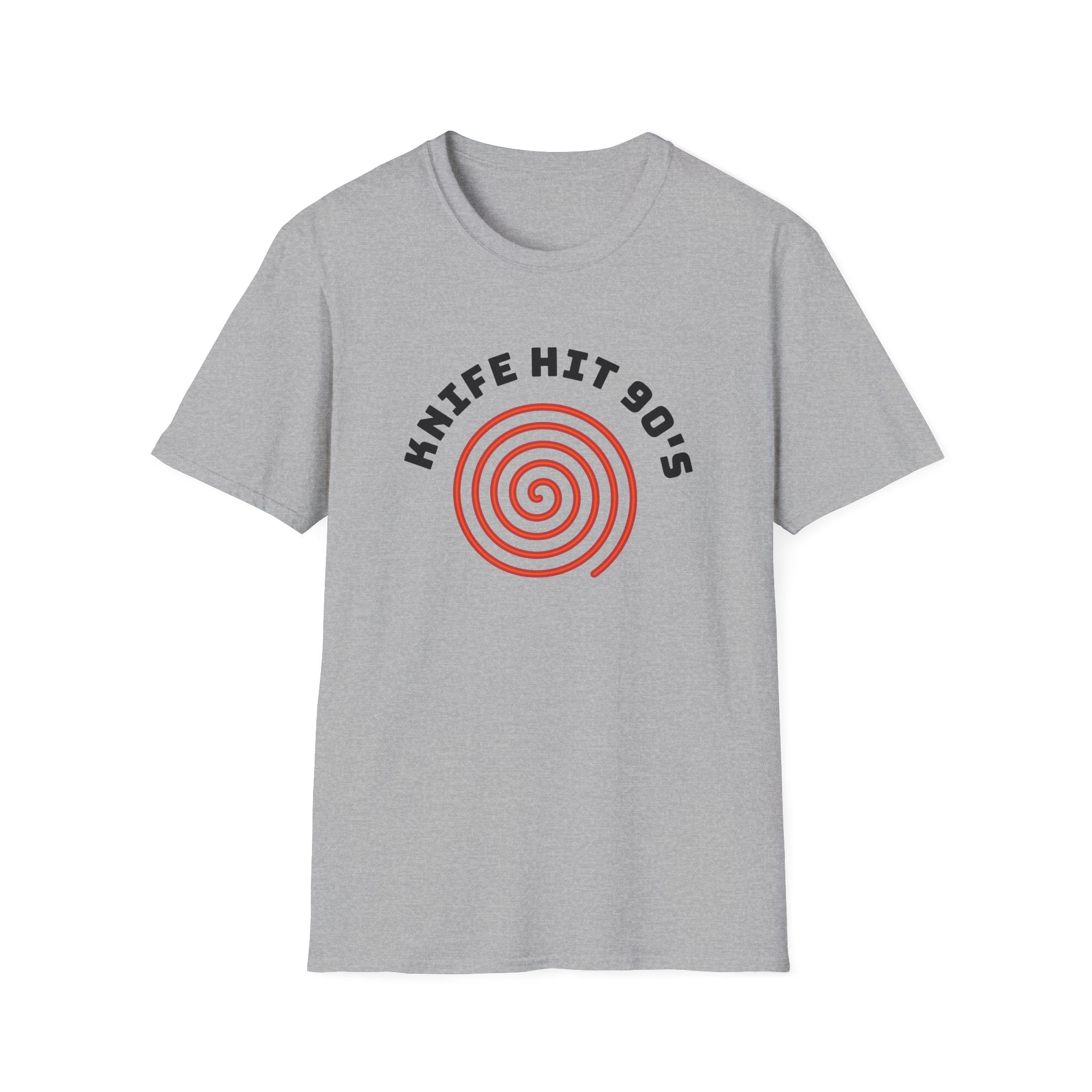 Knife Hit 90s spiral graphic T-Shirt | Freezer Buddy back print