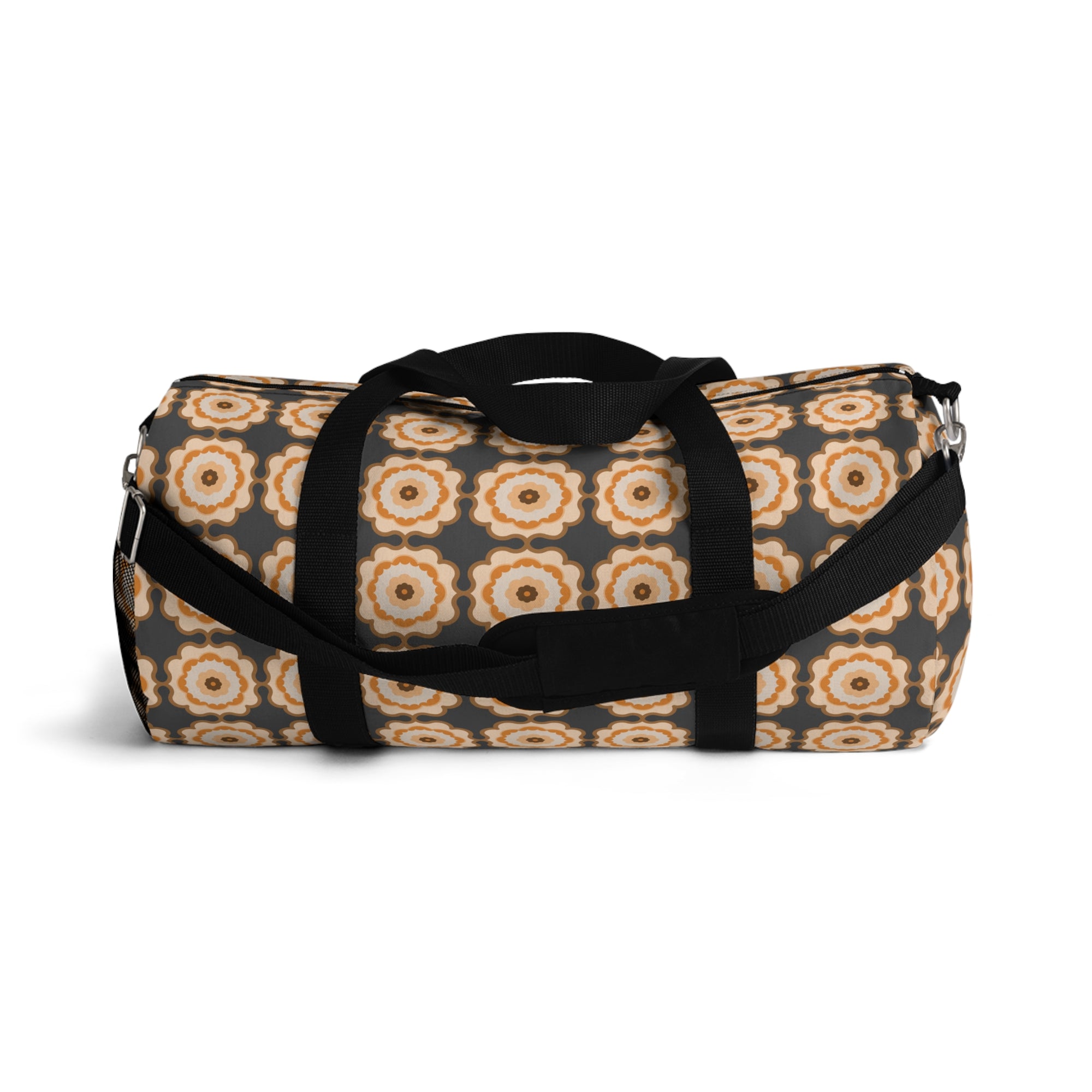 Retro Floral Pattern Duffel Bag – Beige Brown Boho Travel Gym Tote