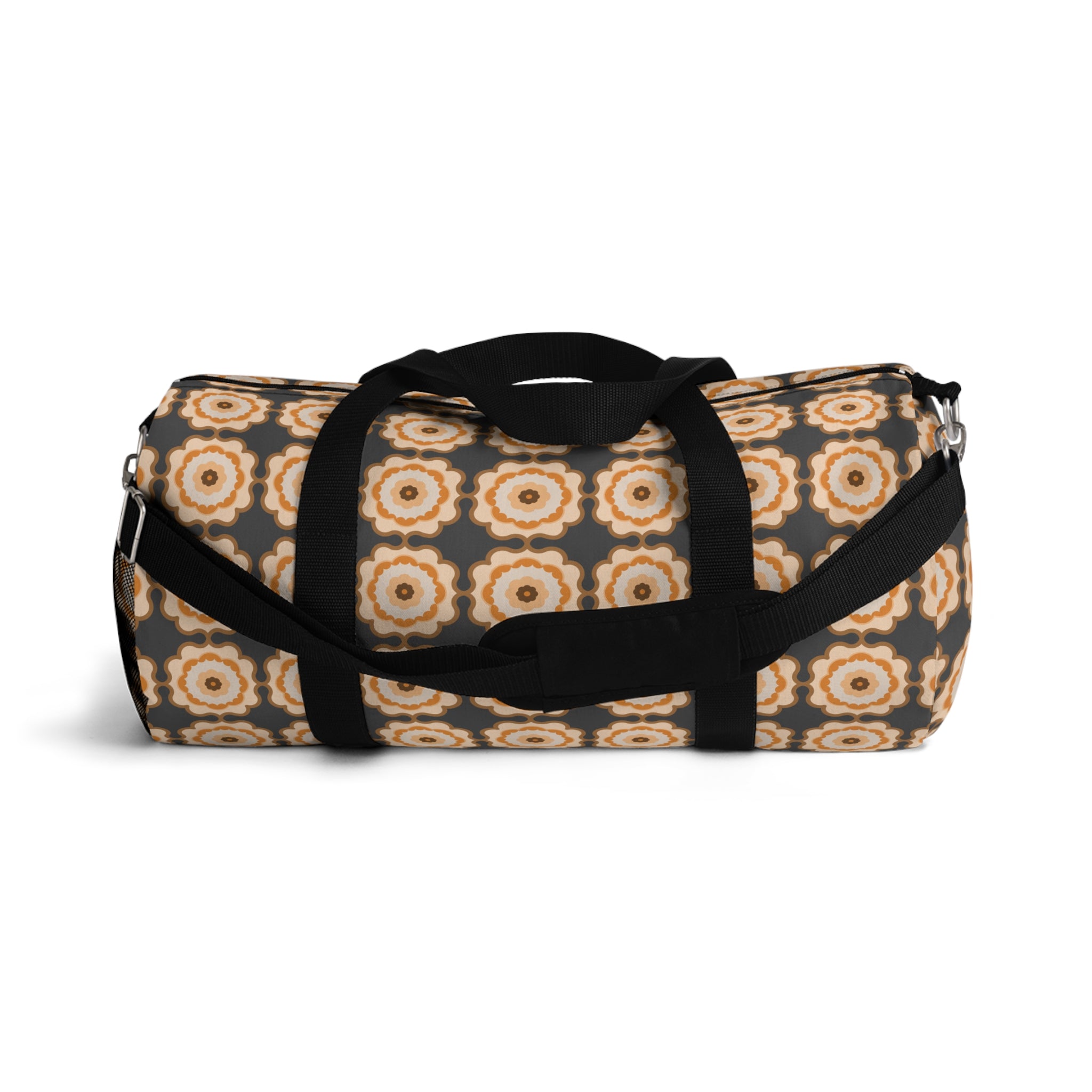 Retro Floral Pattern Duffel Bag – Beige Brown Boho Travel Gym Tote