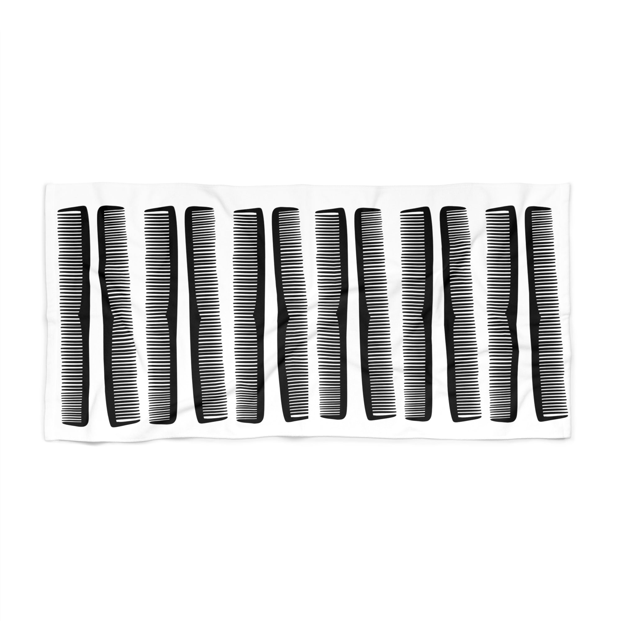 Comb The Desert Beach Towel — Minimal Black & White Coastal Towel