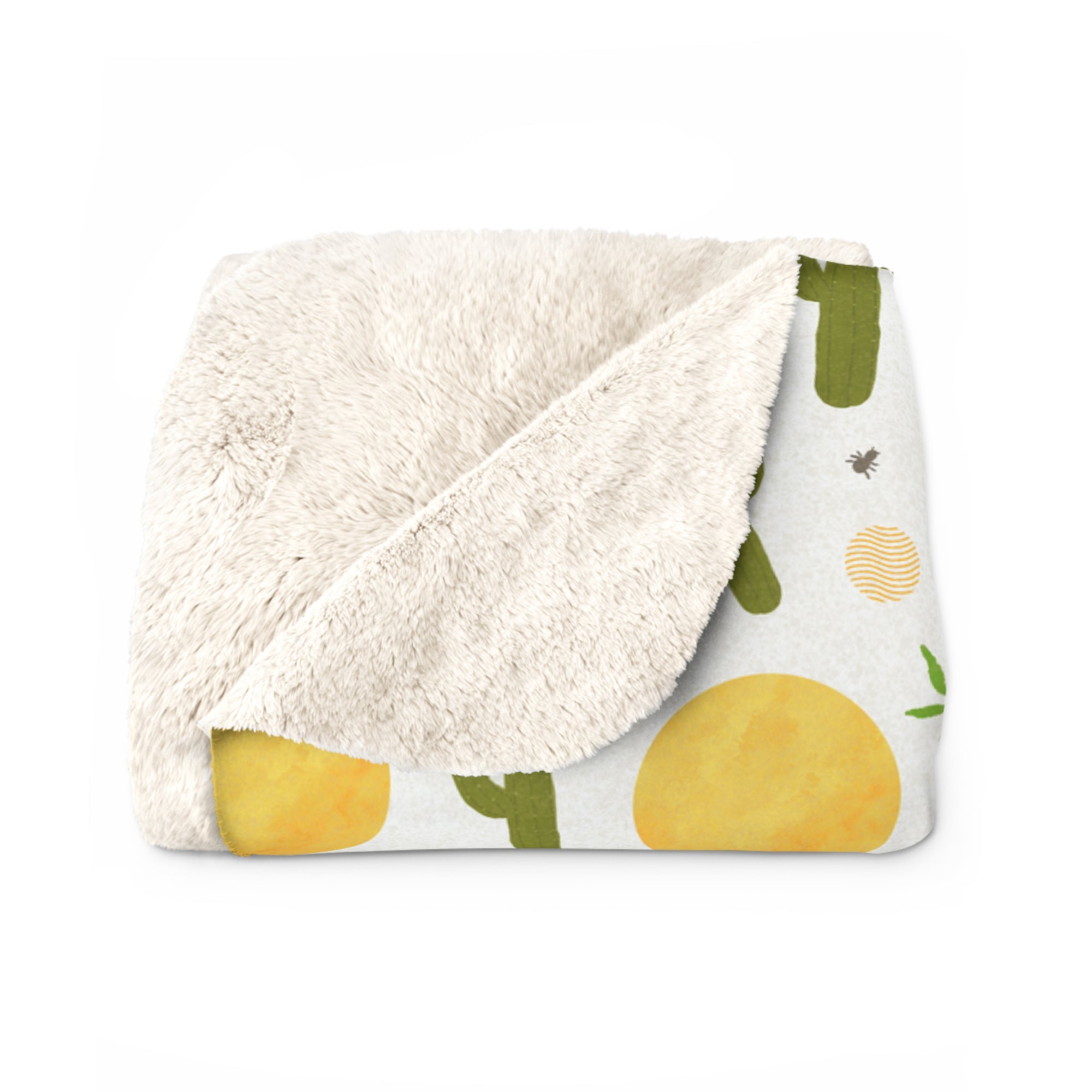 Prickly Paradise Sunny Skies Sherpa Blanket — Cozy Desert Print Throw