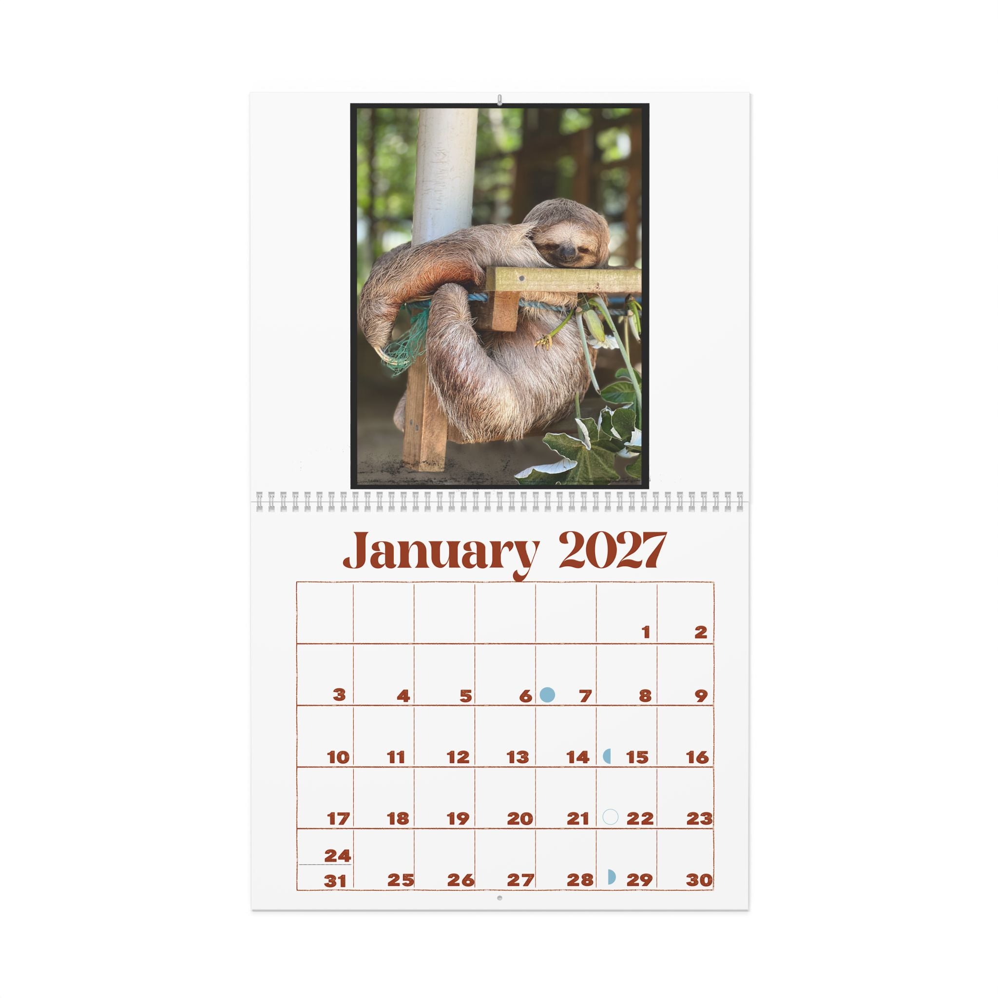Roatan, Honduras Sloth Calendar, Beach Vibes 2027 Calendar