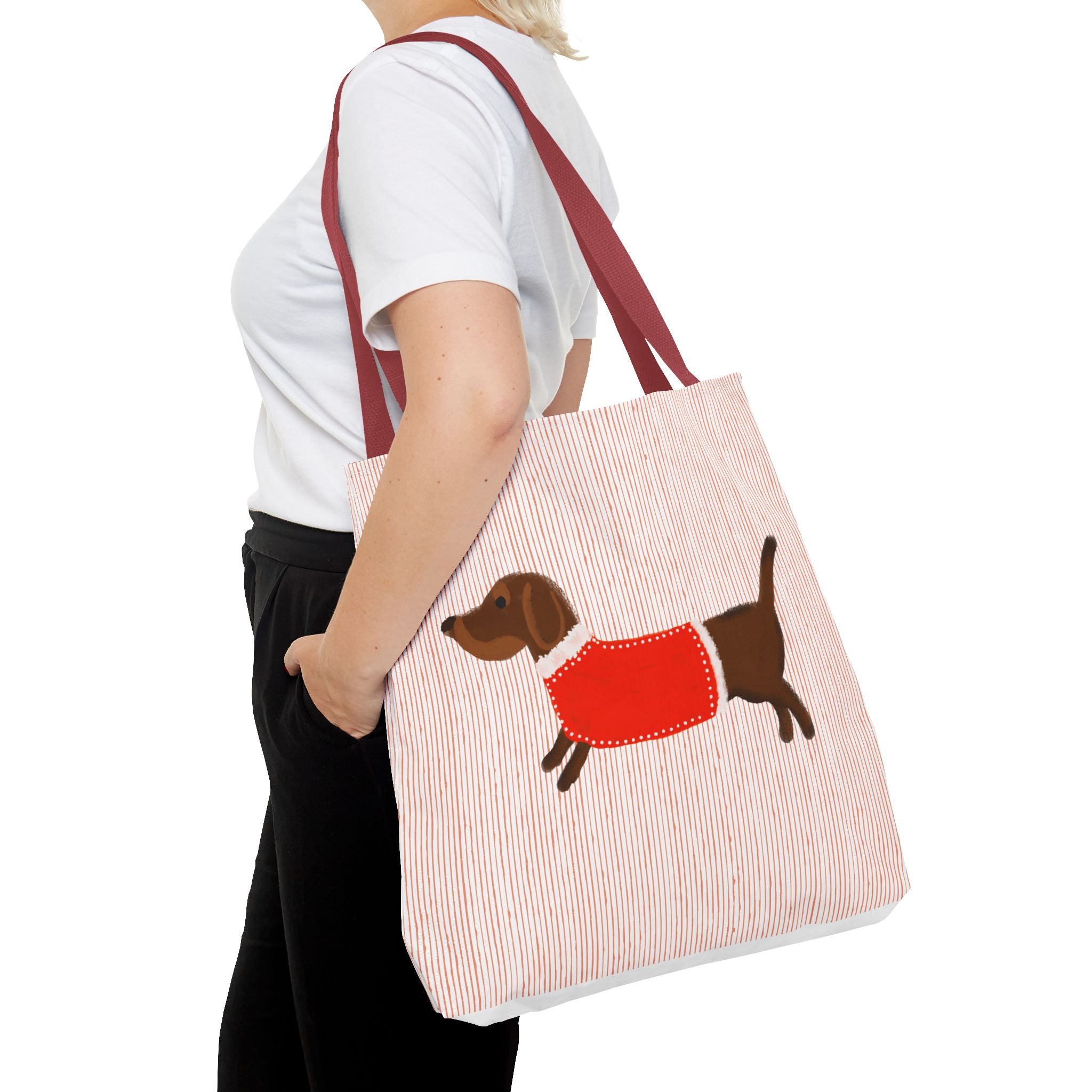 Dachshund in Sweater Tote Bag — Cute Wiener Dog Canvas Tote for Dog Lovers