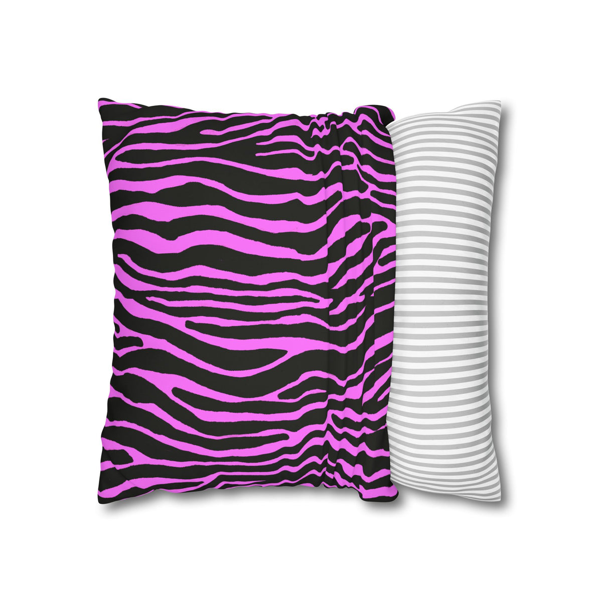 Pink & Black Zebra Print Pillowcase – Square Decorative Throw Pillow
