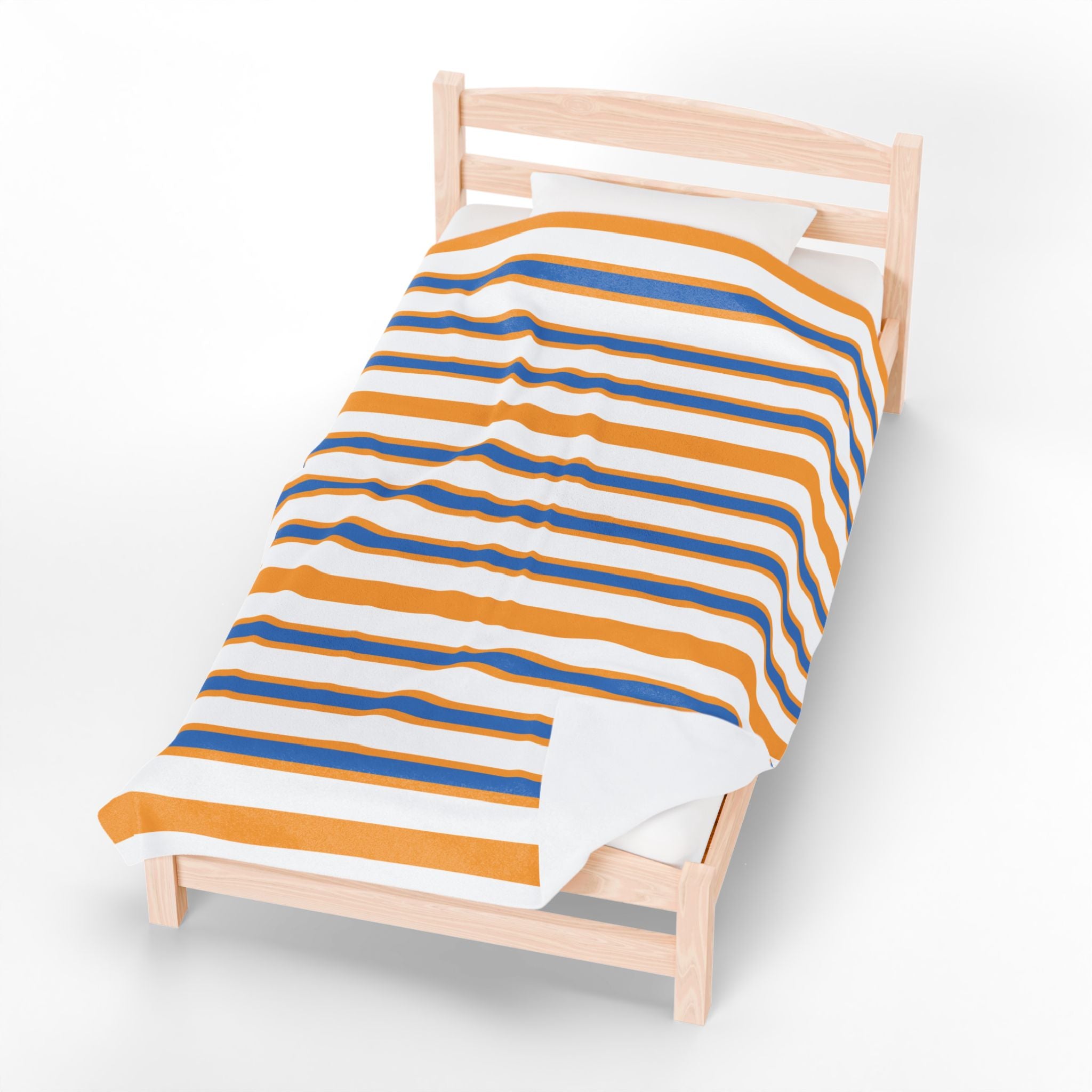 Striped Velveteen Plush Blanket – Retro Gold & Blue Cozy Throw