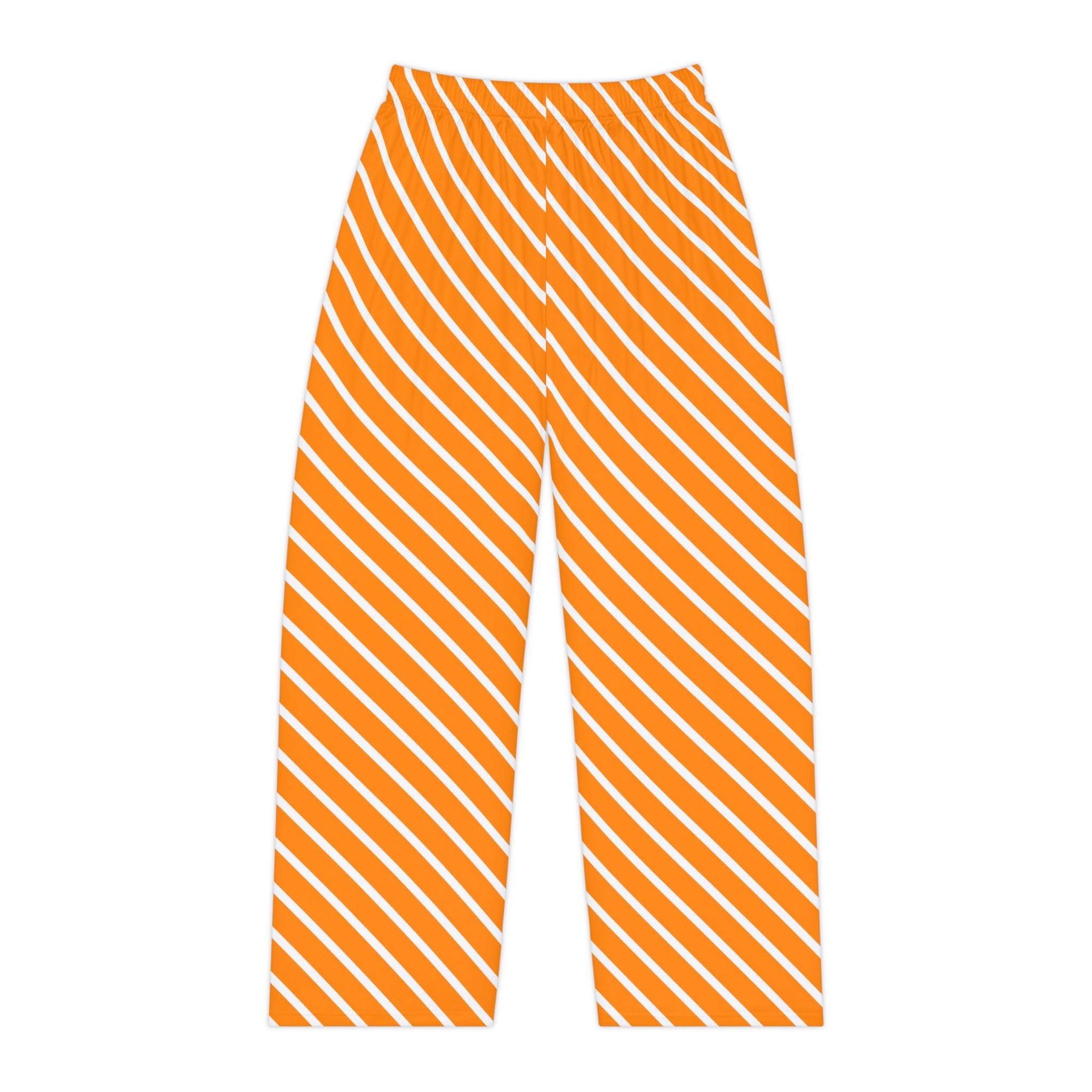 Orange Diagonal Stripe Pajama Pants — Women's Cozy Lounge Sleepwear