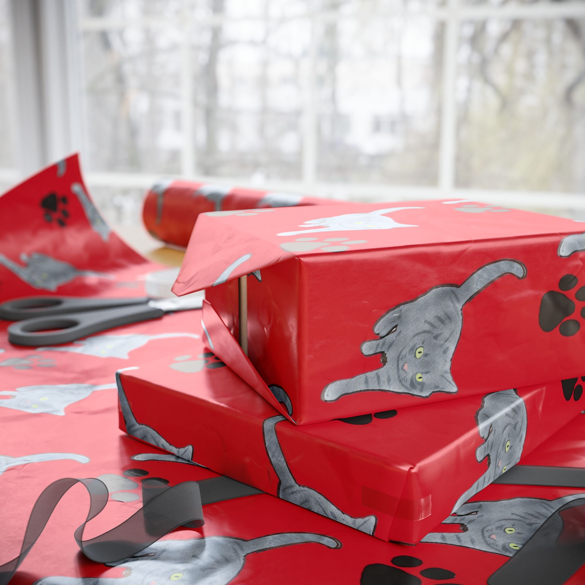 Cat Paw Print Wrapping Paper