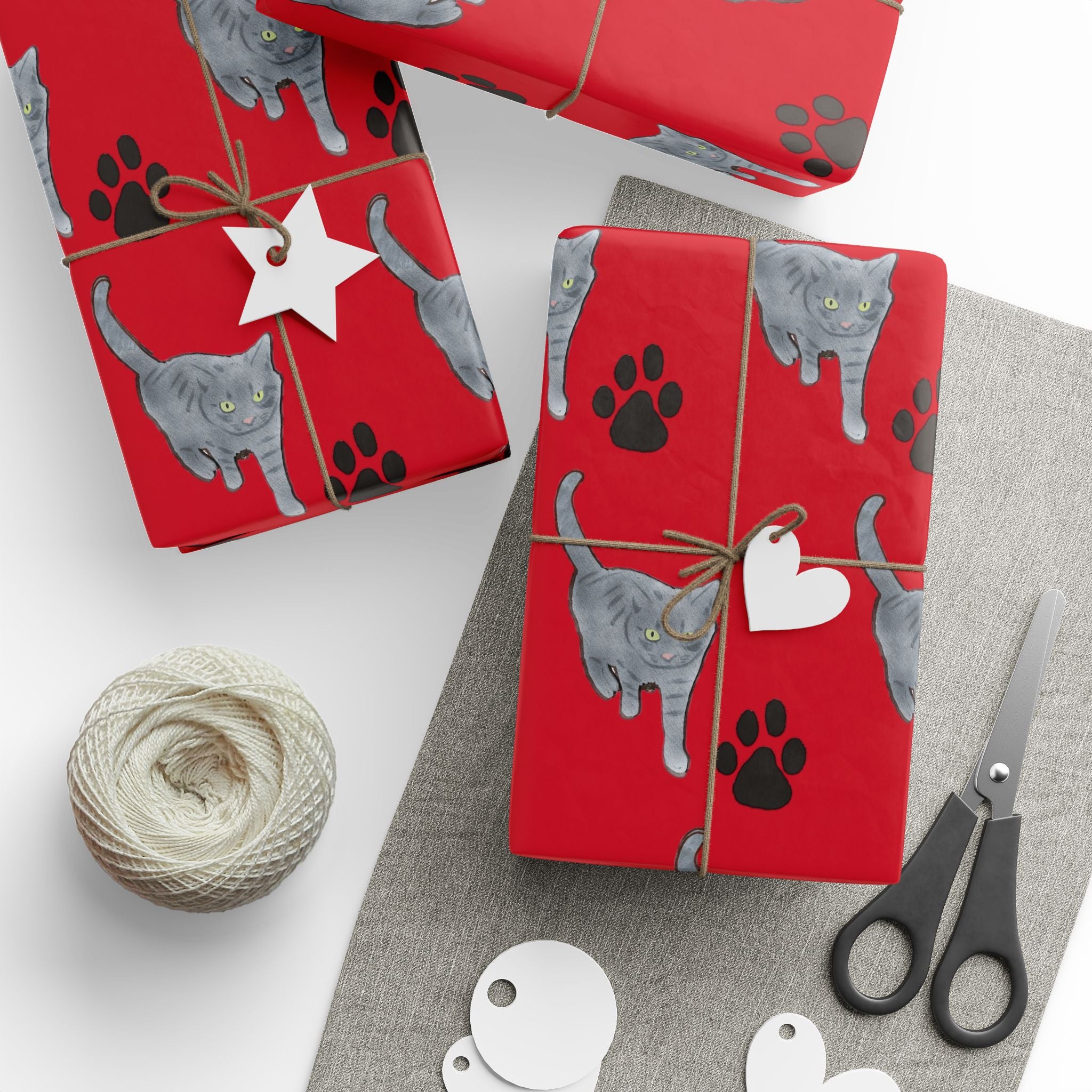 Cat Paw Print Wrapping Paper