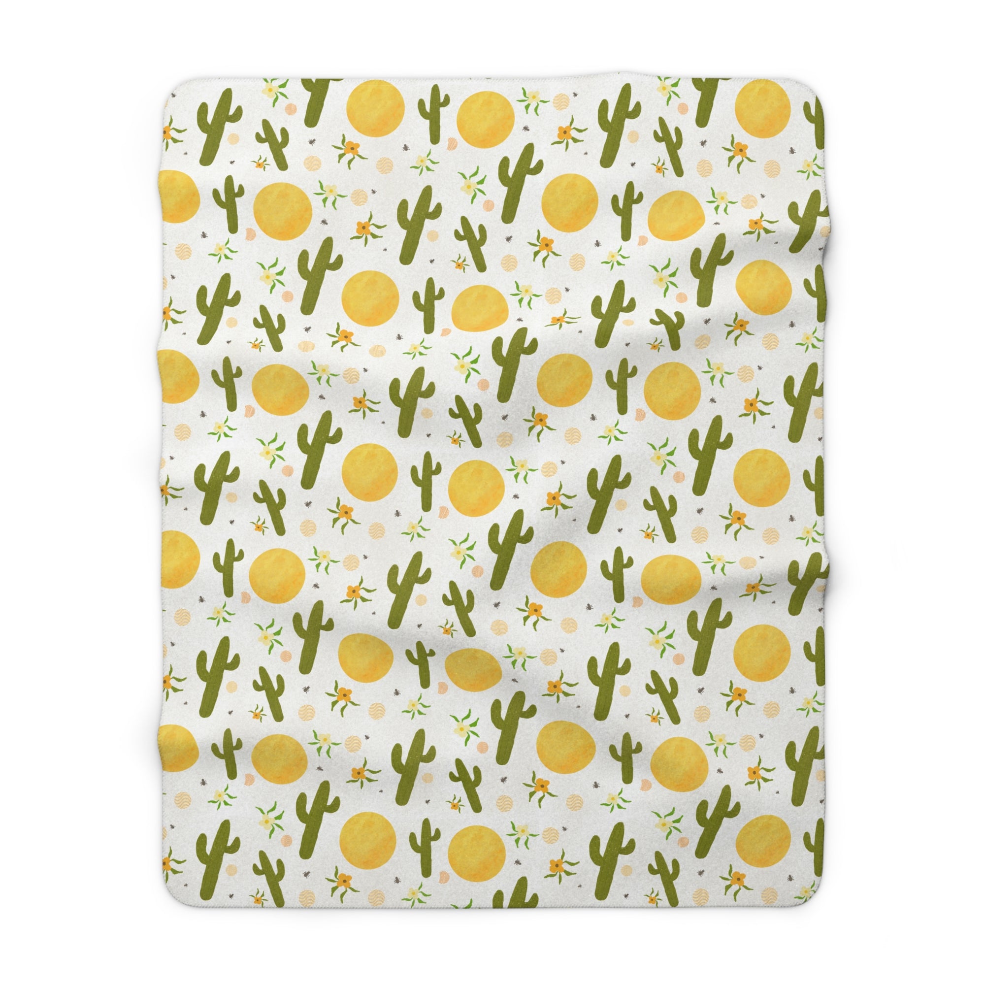 Prickly Paradise Sunny Skies Sherpa Blanket — Cozy Desert Print Throw