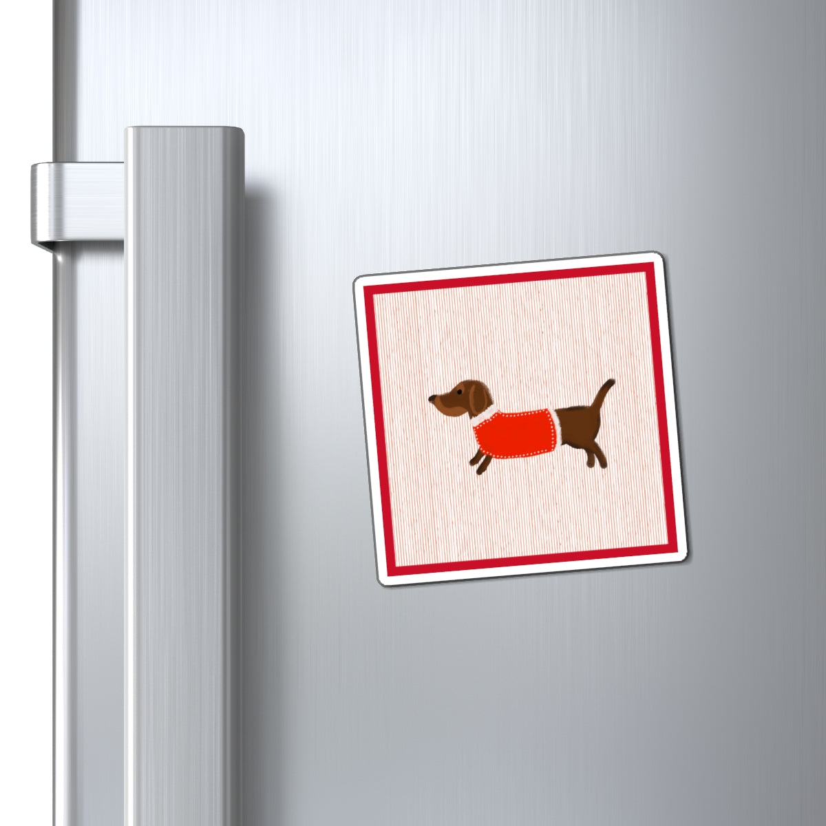 Dachshund Magnet — Cute Wiener Dog in Red Sweater Refrigerator Magnet