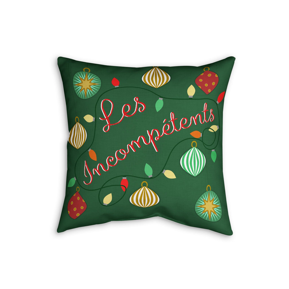 Funny retro Les Incompétents Christmas pillow, 18 inch
