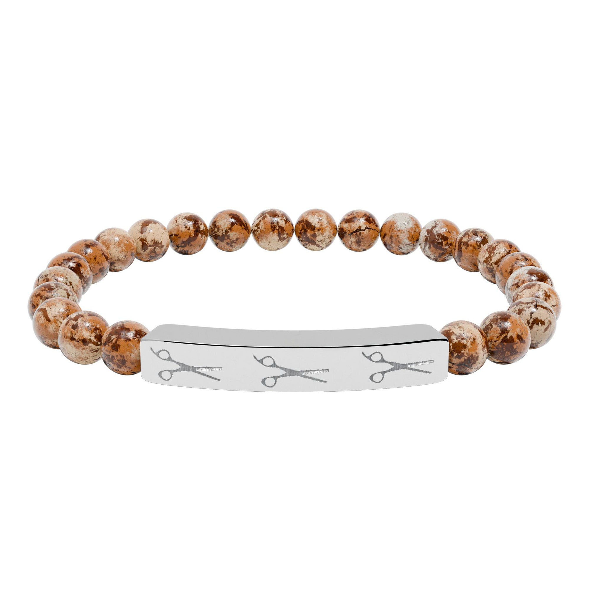 Shears Engravable Natural Stone Stretch Bar Bracelet — Personalized Healing Bead Bracelet
