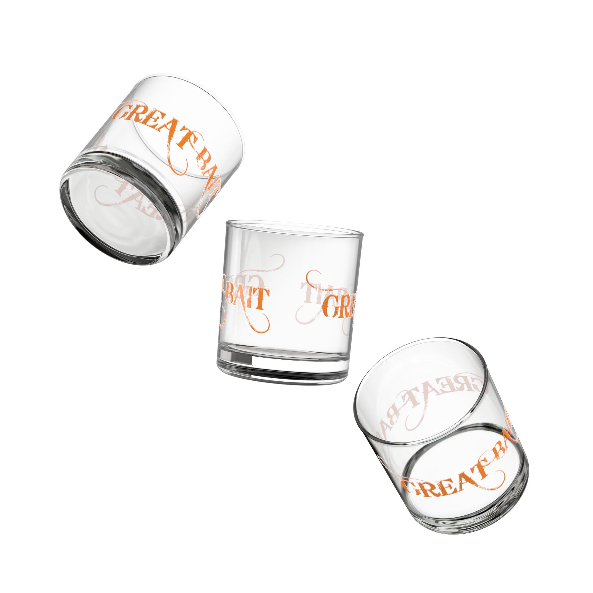 10oz Rocks Glass — 'Great Bait' Distressed Script Whiskey Glass