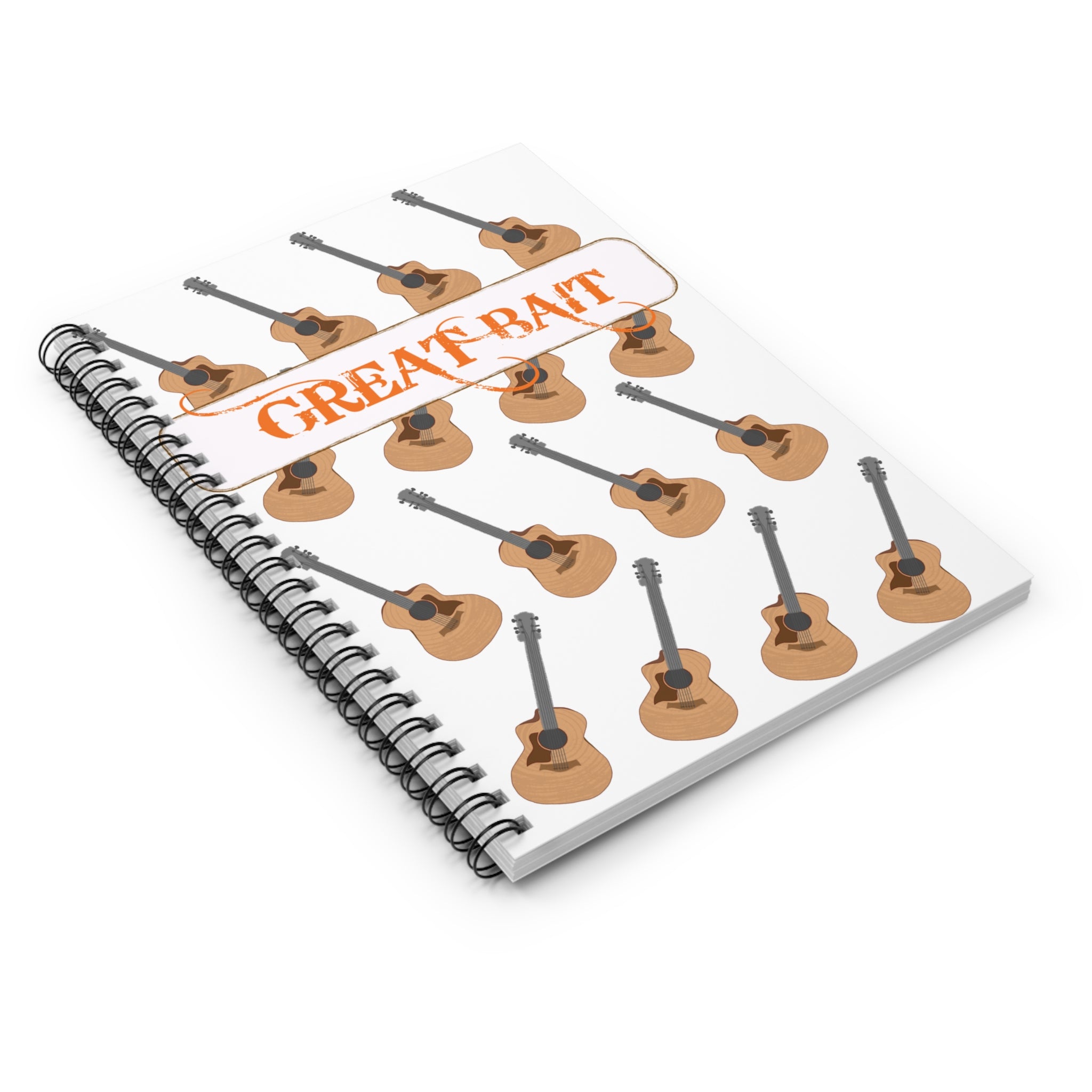 Guitar Pattern Spiral Notebook — "Great Bait" Ruled Journal for Musicians & Songwriters