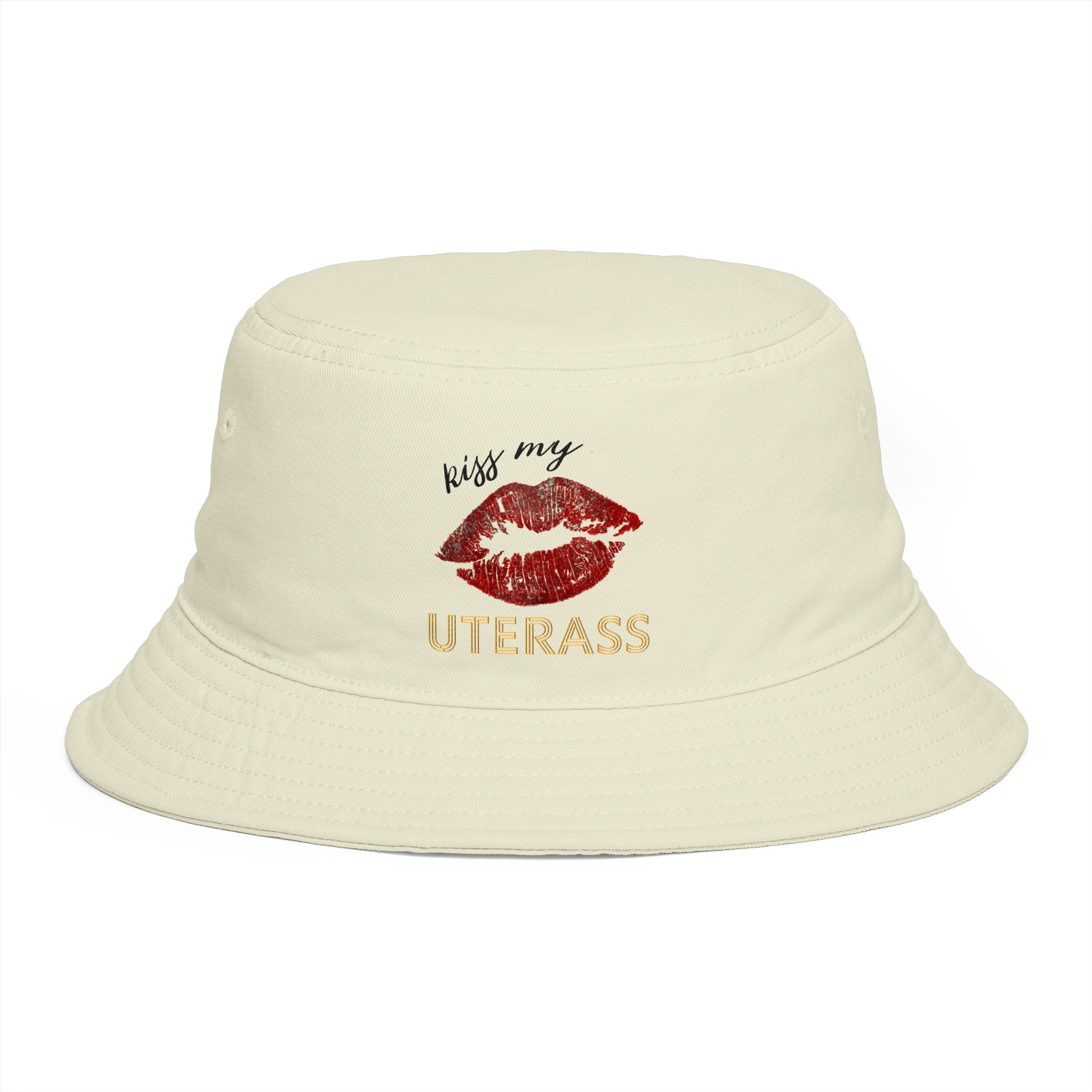 Bucket Hat — "Kiss My Uterass" Lip Print Feminist Statement Hat