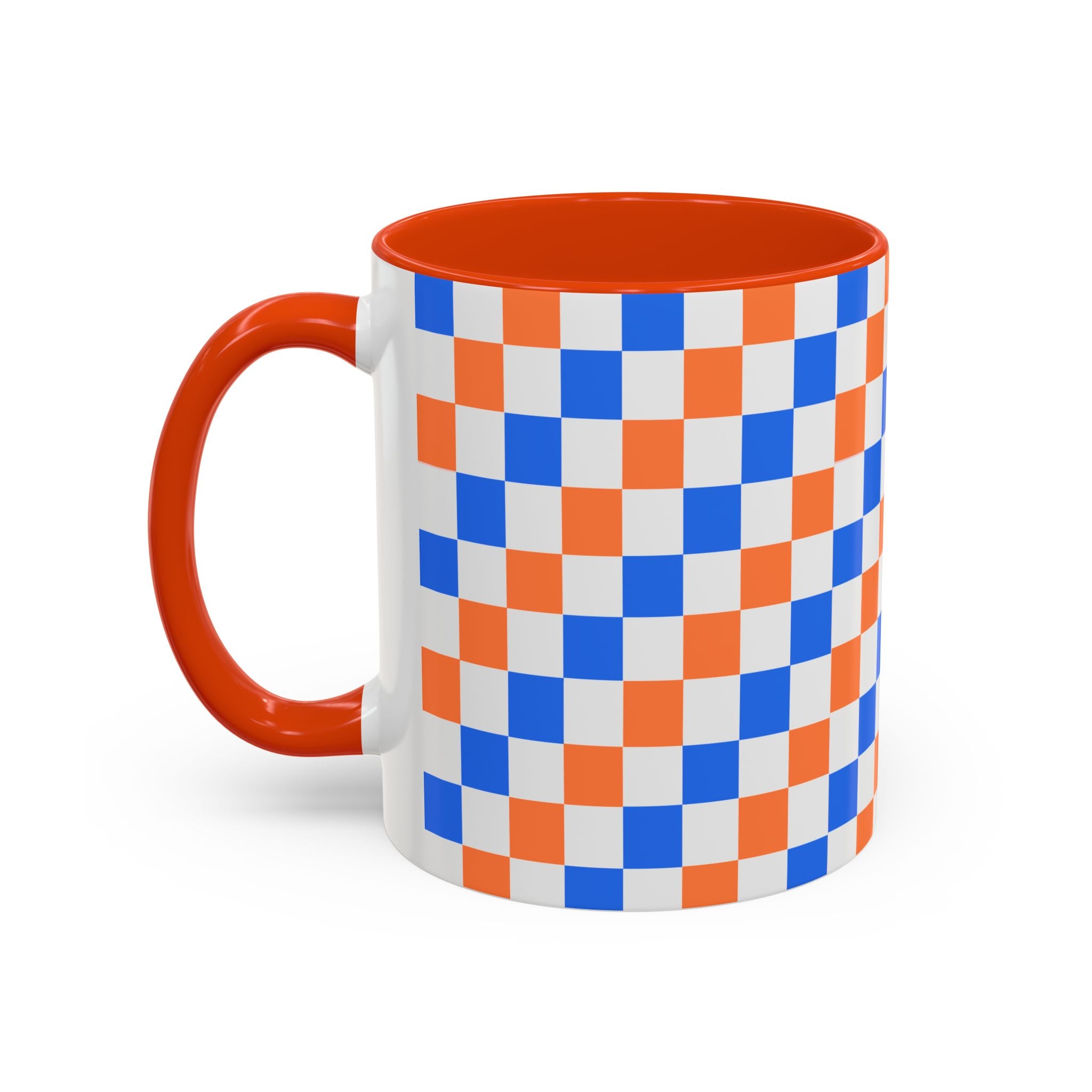 Blue & Orange Checkerboard Ceramic Mug (11oz/15oz)