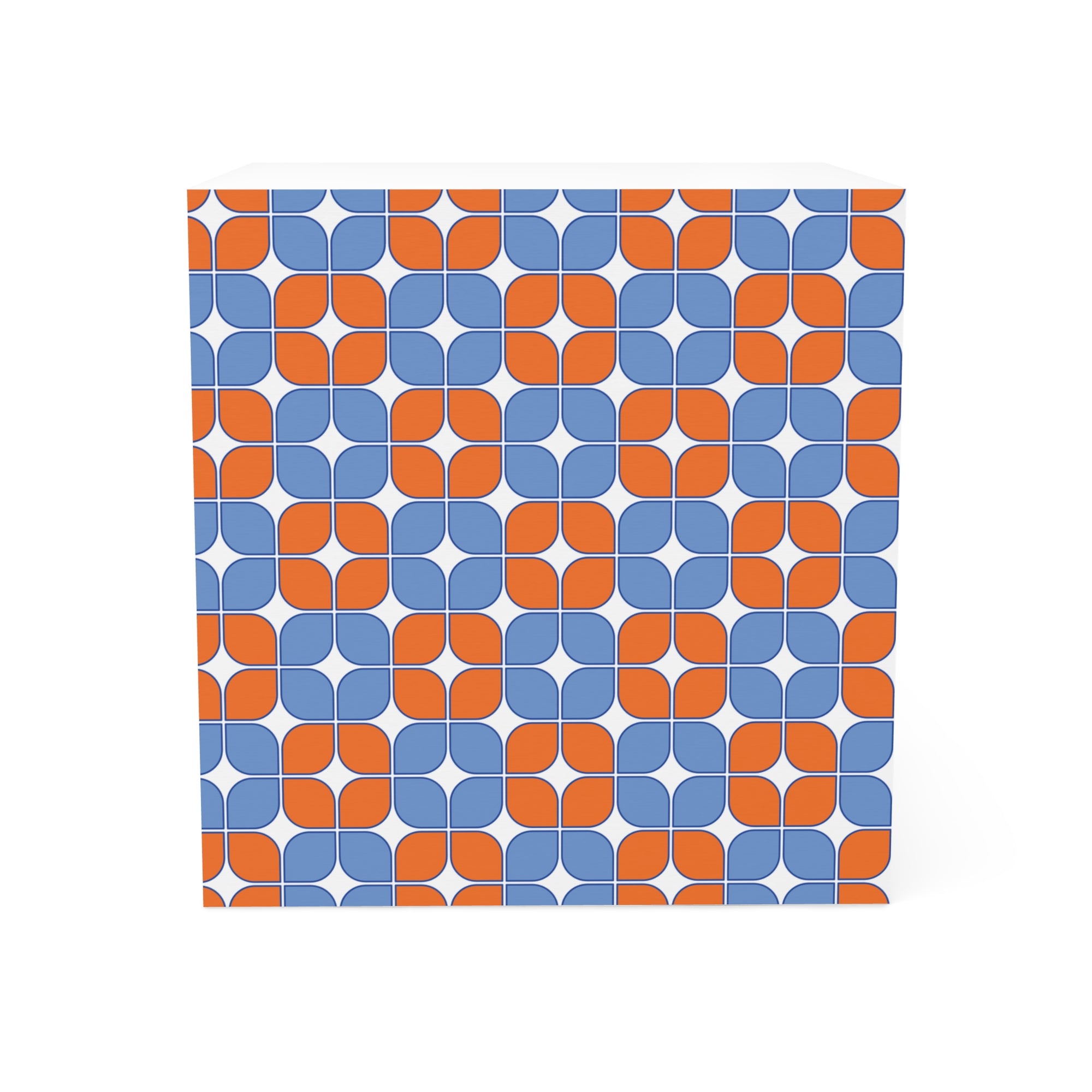 Geometric Retro Note Cube — Orange & Blue Patterned Sticky Notes