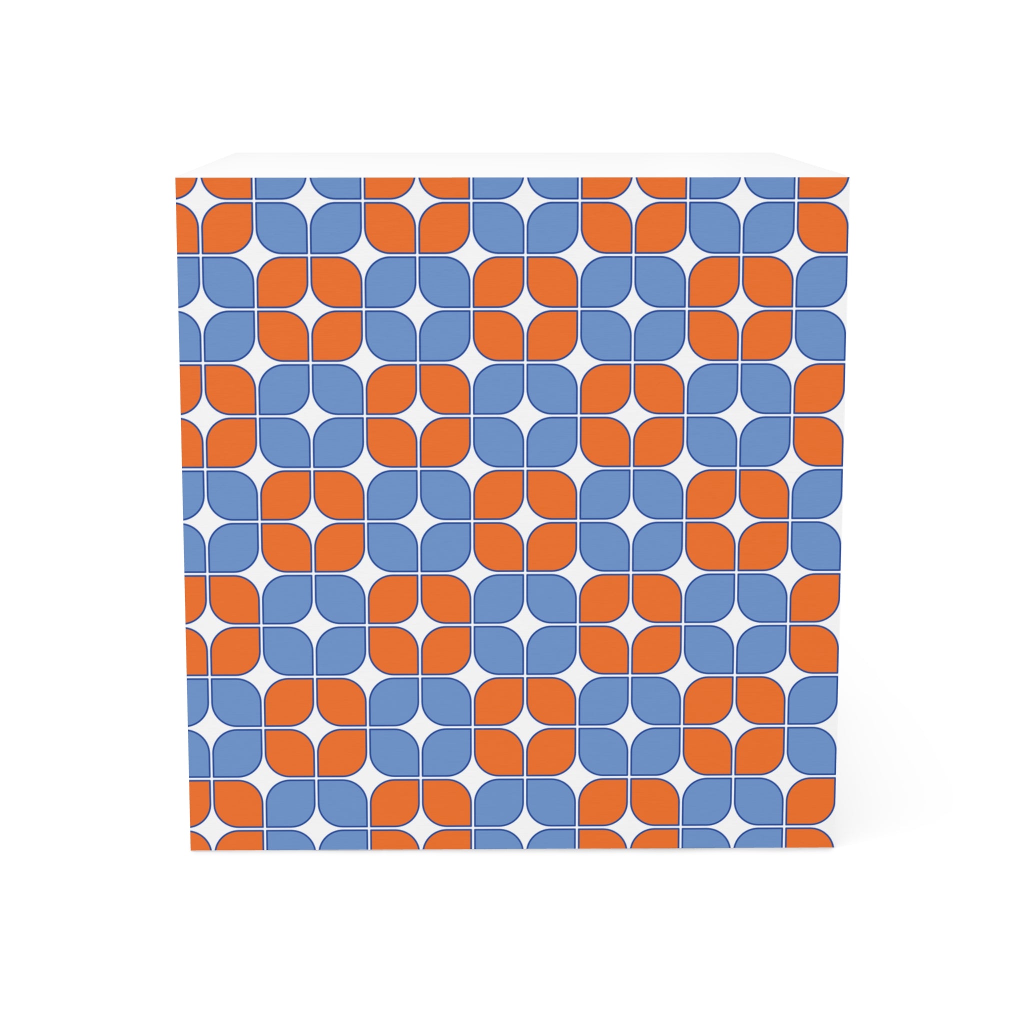 Geometric Retro Note Cube — Orange & Blue Patterned Sticky Notes