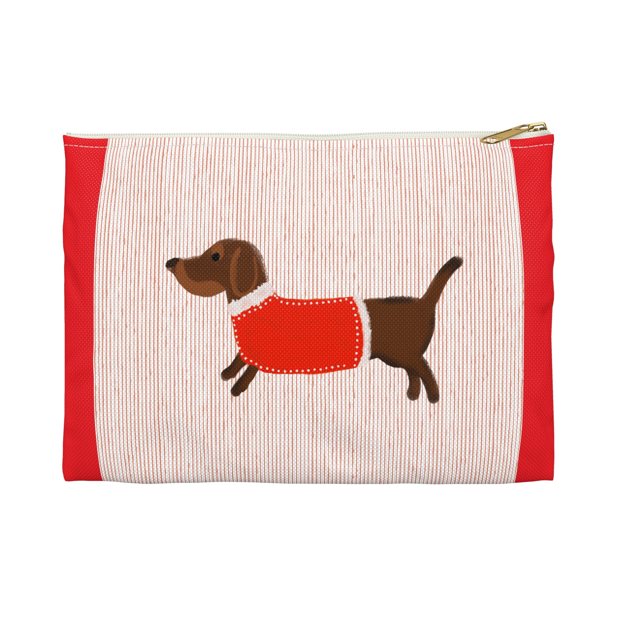 Dachshund Pouch — Cute Wiener Dog Accessory Bag with Red Sweater