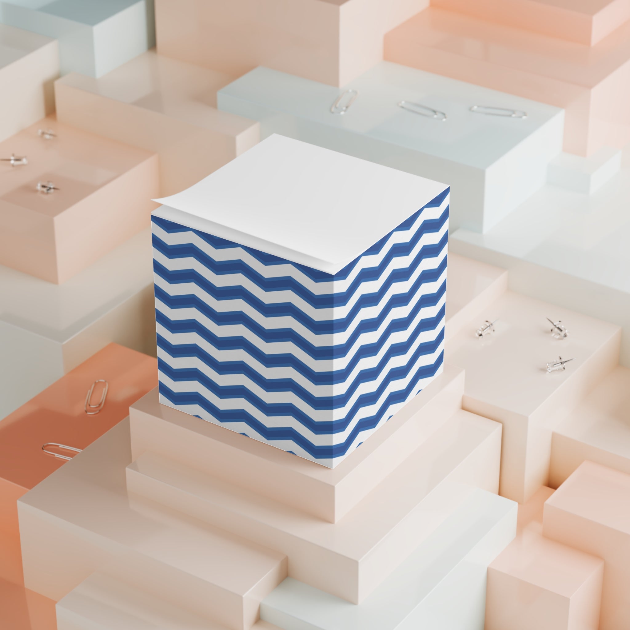 Zig Zag Note Cube – Blue Zigzag Sticky Memo Cube