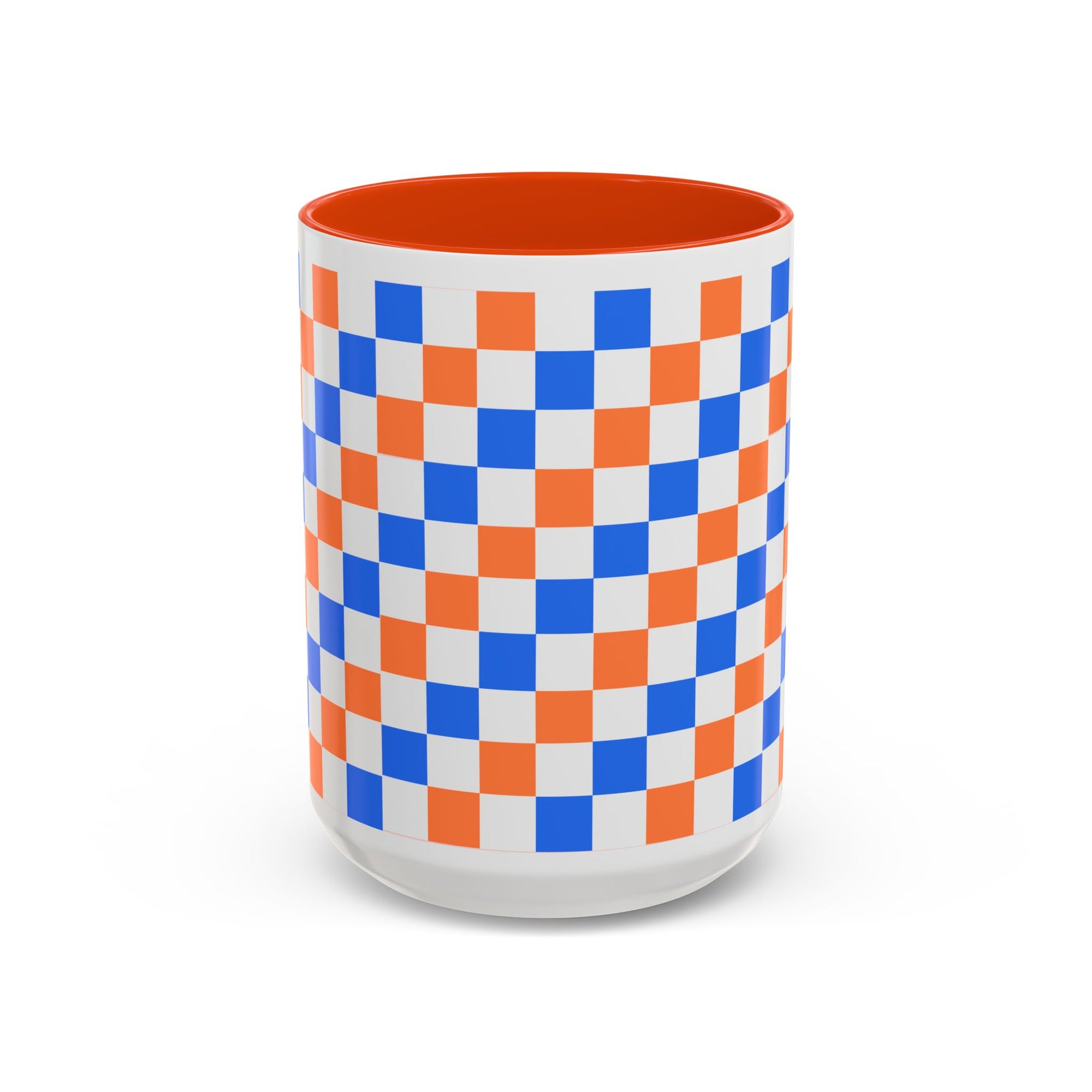Blue & Orange Checkerboard Ceramic Mug (11oz/15oz)