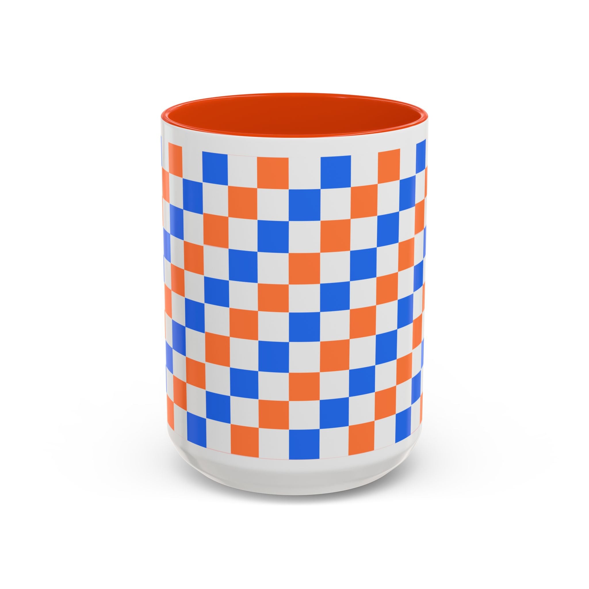 Blue & Orange Checkerboard Ceramic Mug (11oz/15oz)
