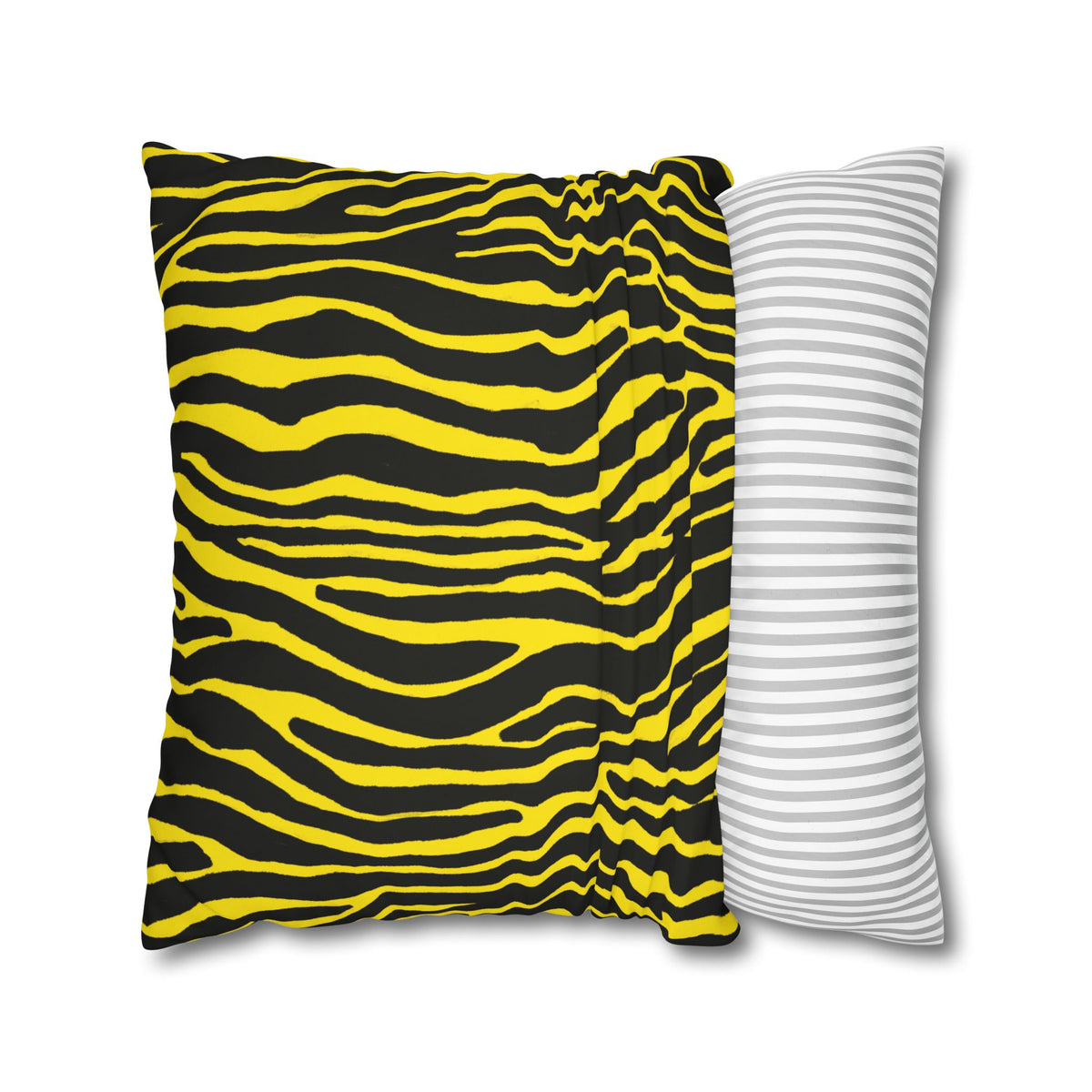 Yellow Black Zebra Print Pillowcase – Square Decorative Throw Pillow