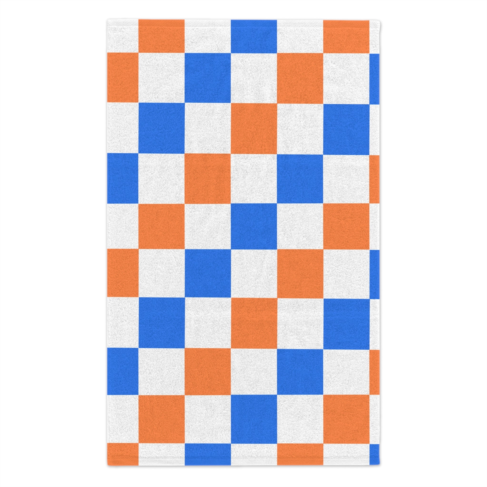 Blue & Orange Checkered Rally Towel — 11x18 Sports Fan Towel