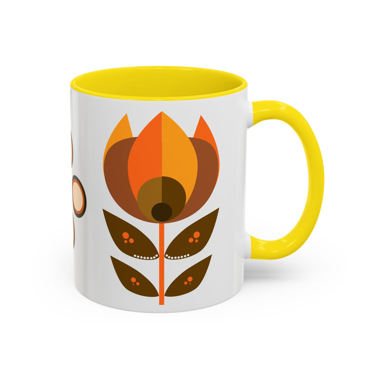 Retro Mid-Century Modern Floral Accent Coffee Mug