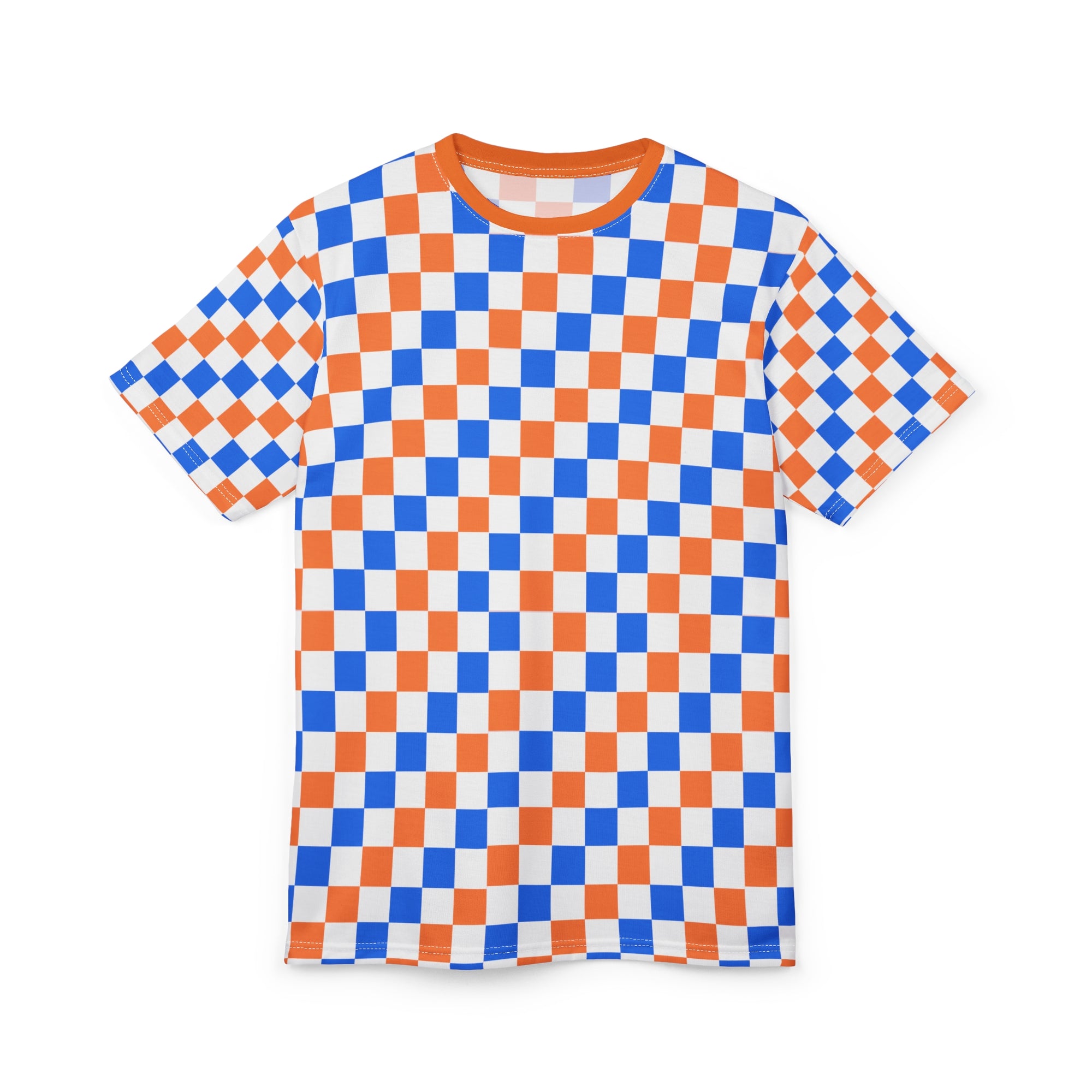 Orange & Blue Checkerboard All-Over Print Tee