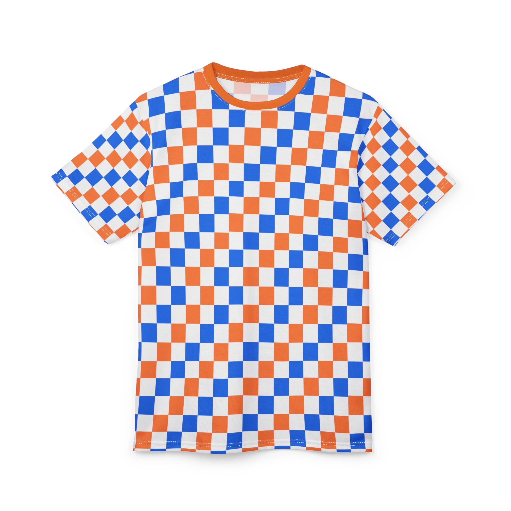Orange & Blue Checkerboard All-Over Print Tee