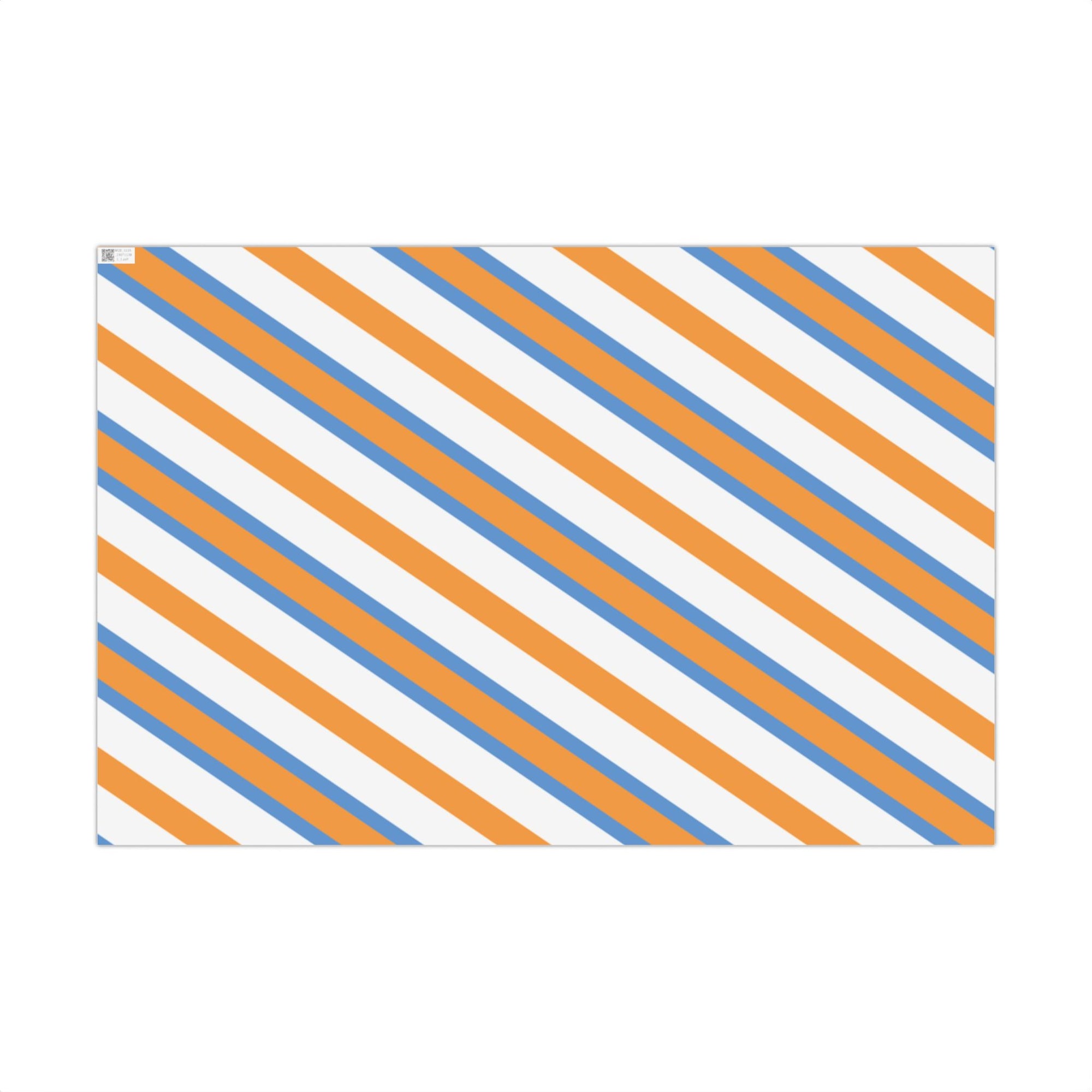 Striped Orange & Blue Gift Wrap Paper — Modern Diagonal Wrapping Sheets for Birthdays & Celebrations
