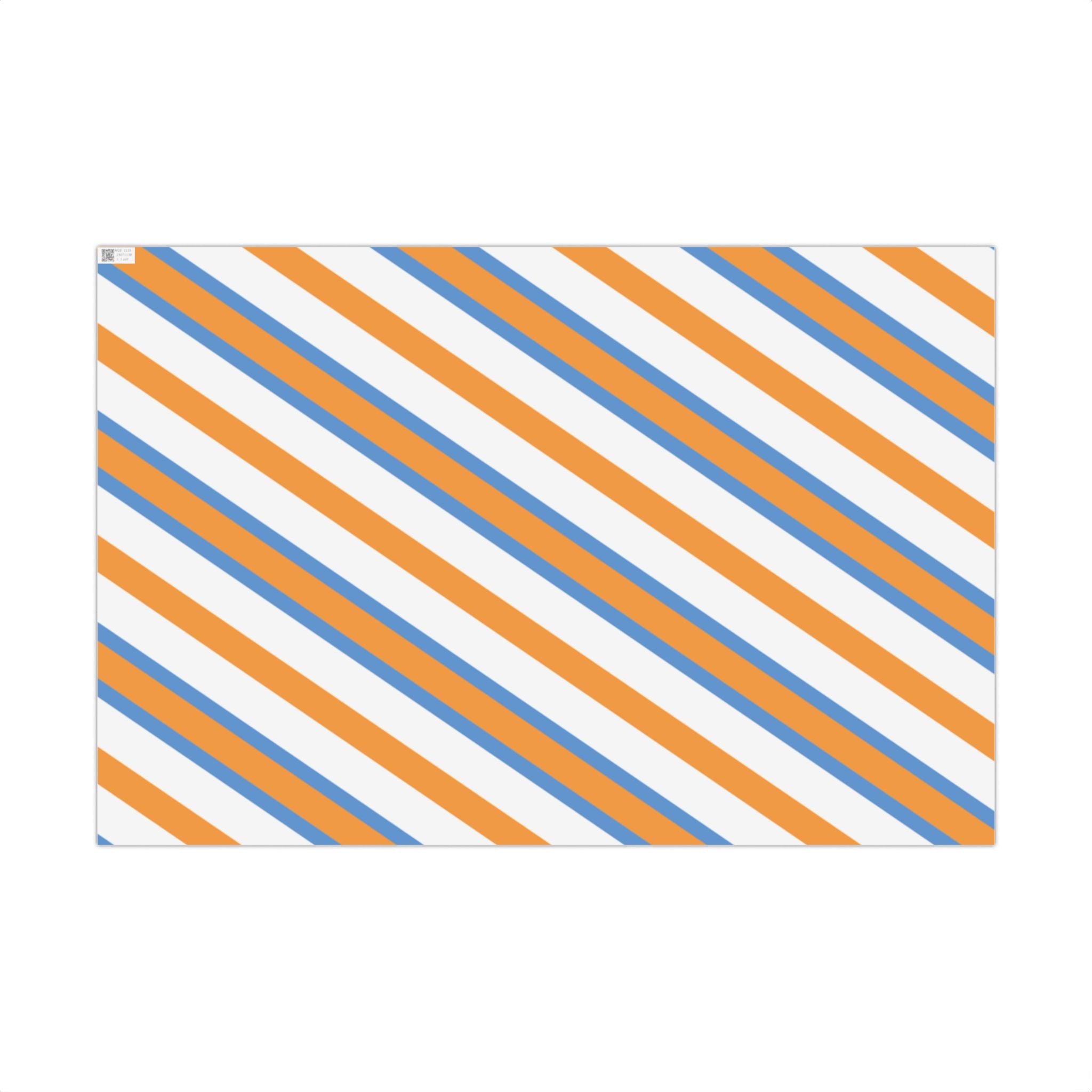 Striped Orange & Blue Gift Wrap Paper — Modern Diagonal Wrapping Sheets for Birthdays & Celebrations