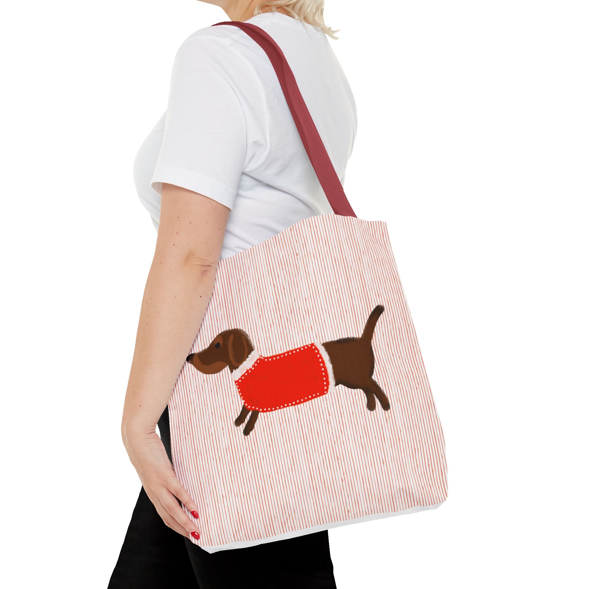 Dachshund in Sweater Tote Bag — Cute Wiener Dog Canvas Tote for Dog Lovers
