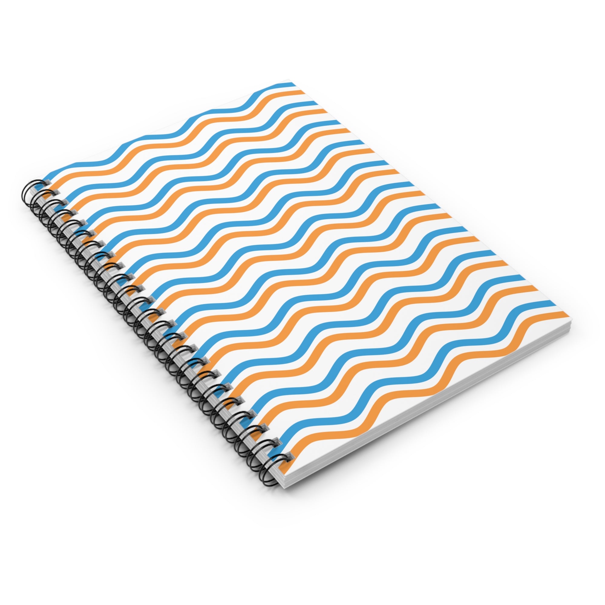 Bronco Wavy Stripe Spiral Notebook — Blue & Orange Ruled Notebook