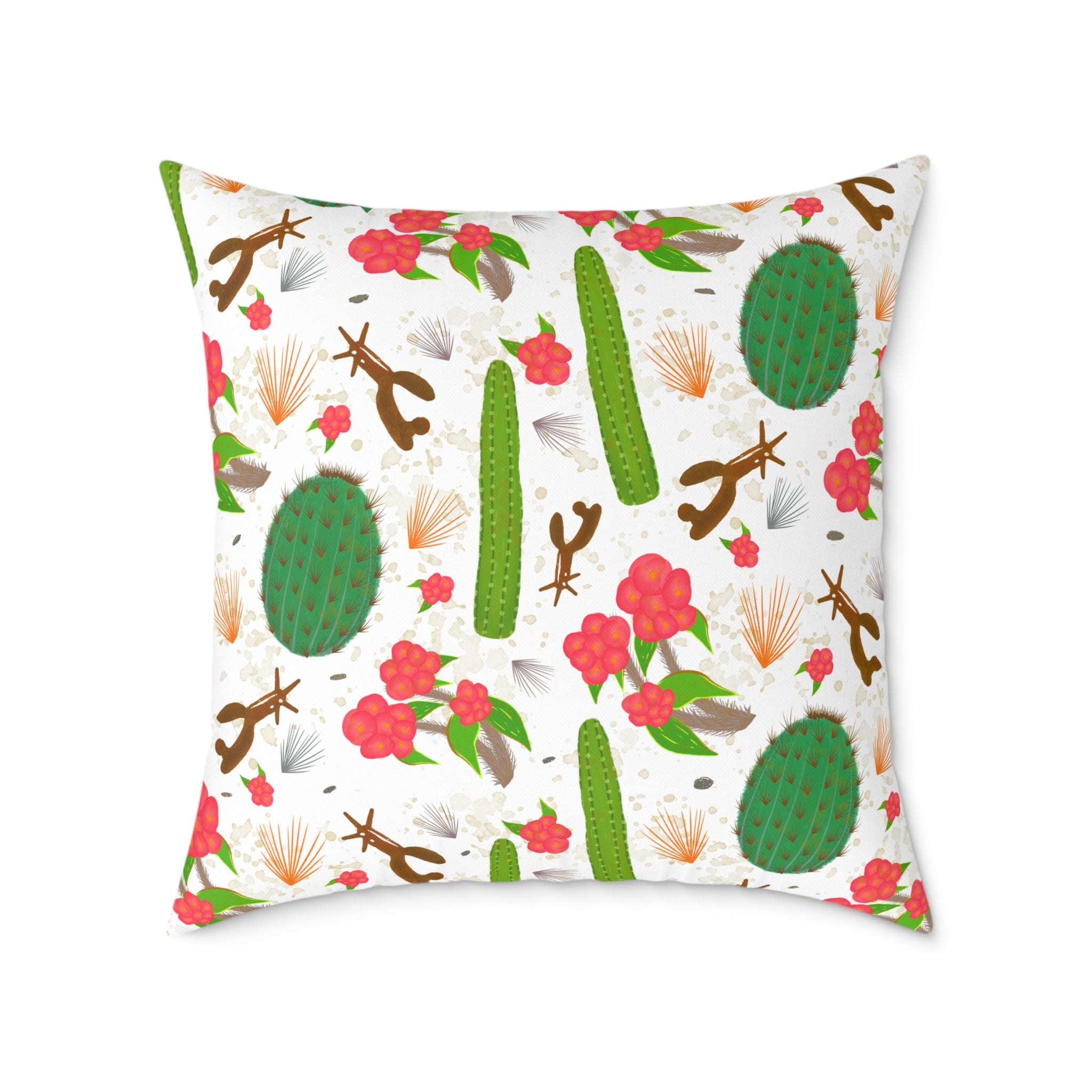 Cactus Pattern Square Pillow — Prickly Paradise Throw Cushion