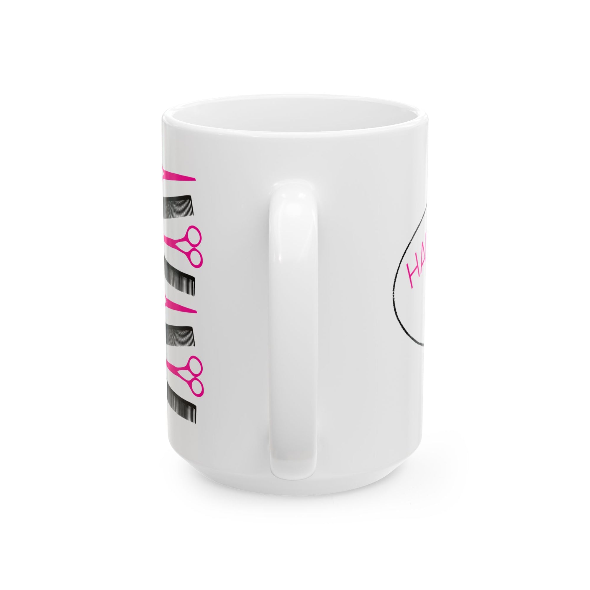 Hair Stylist Coffee Mug — Pink Scissors & Combs Ceramic Mug (11oz/15oz)