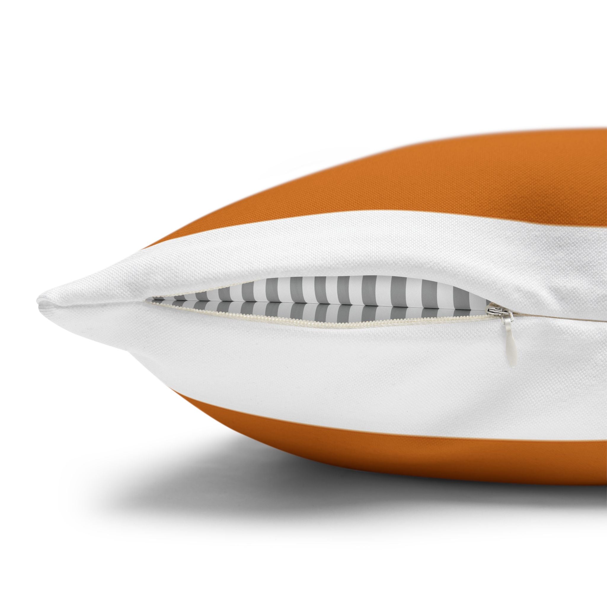Geometric Wave Accent Pillowcase — Black, White & Orange Modern Square Throw Pillow Cover