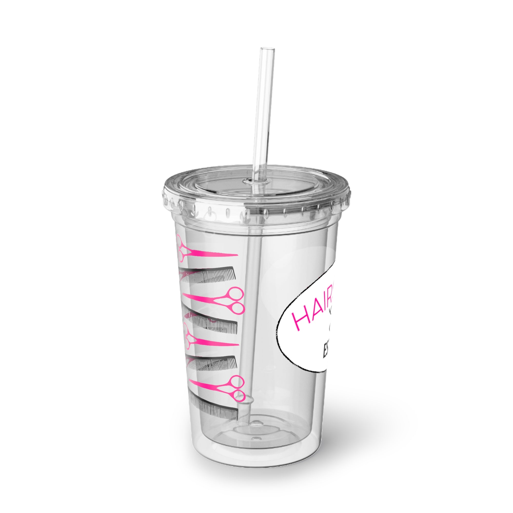 Stylist Scissors Acrylic Tumbler with Straw — Hairdresser Cup