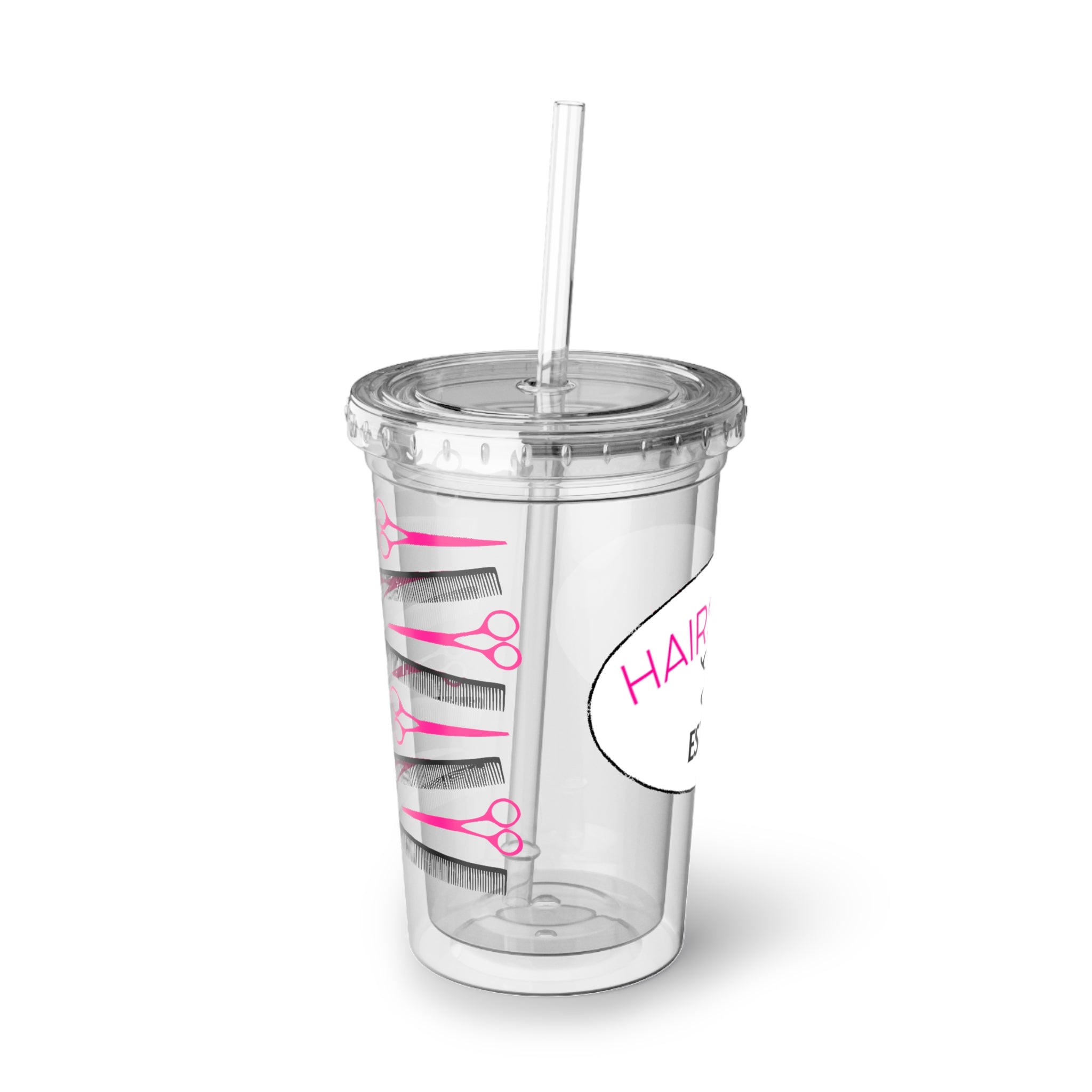 Stylist Scissors Acrylic Tumbler with Straw — Hairdresser Cup