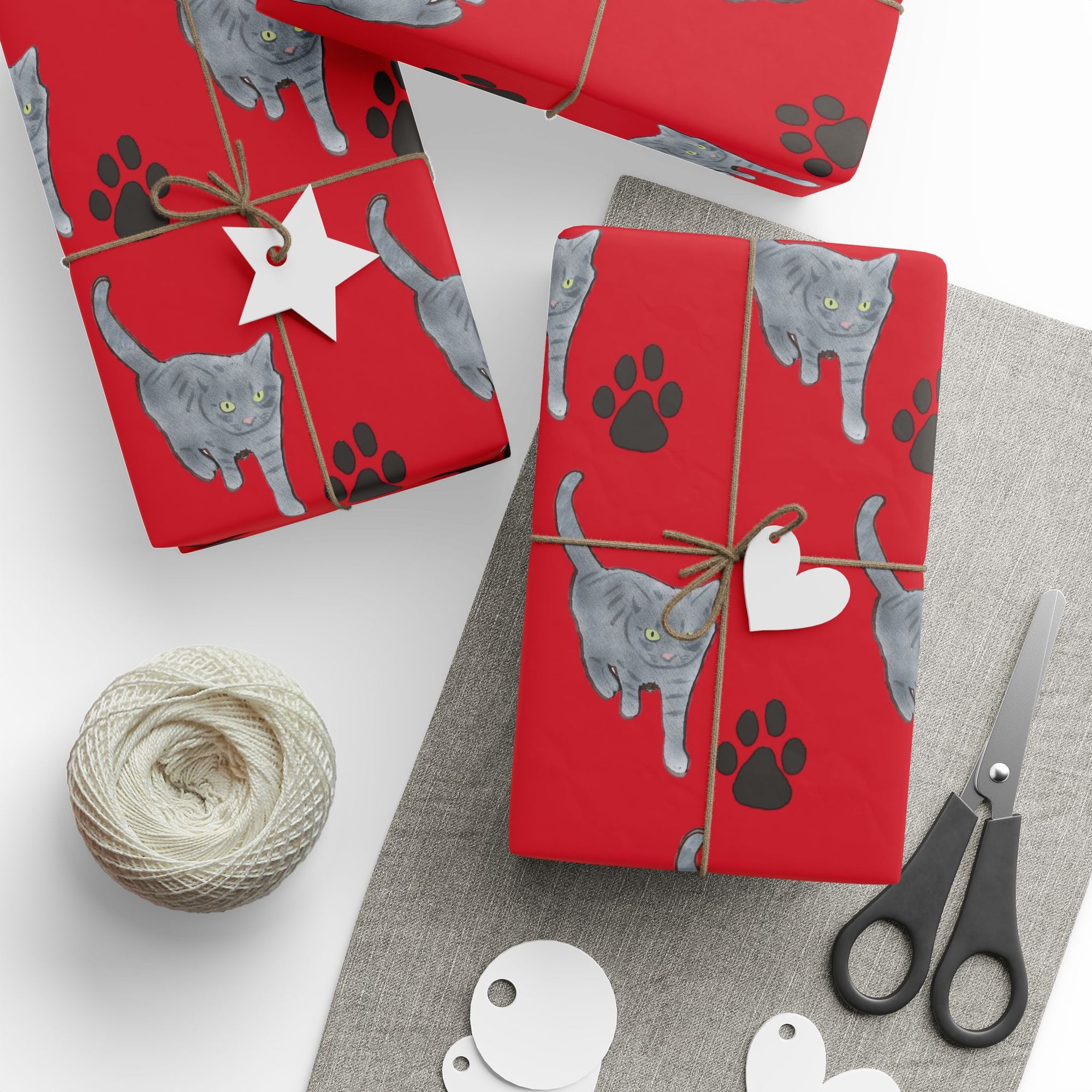 Cat Paw Print Wrapping Paper