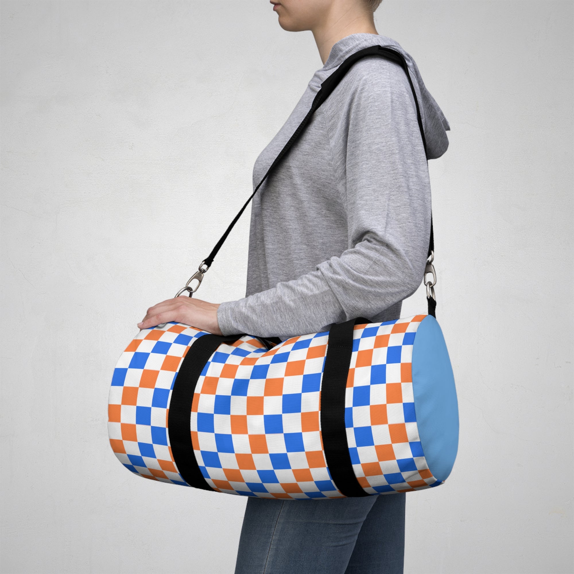 Bronco Checkerboard Orange & Blue Duffel Bag