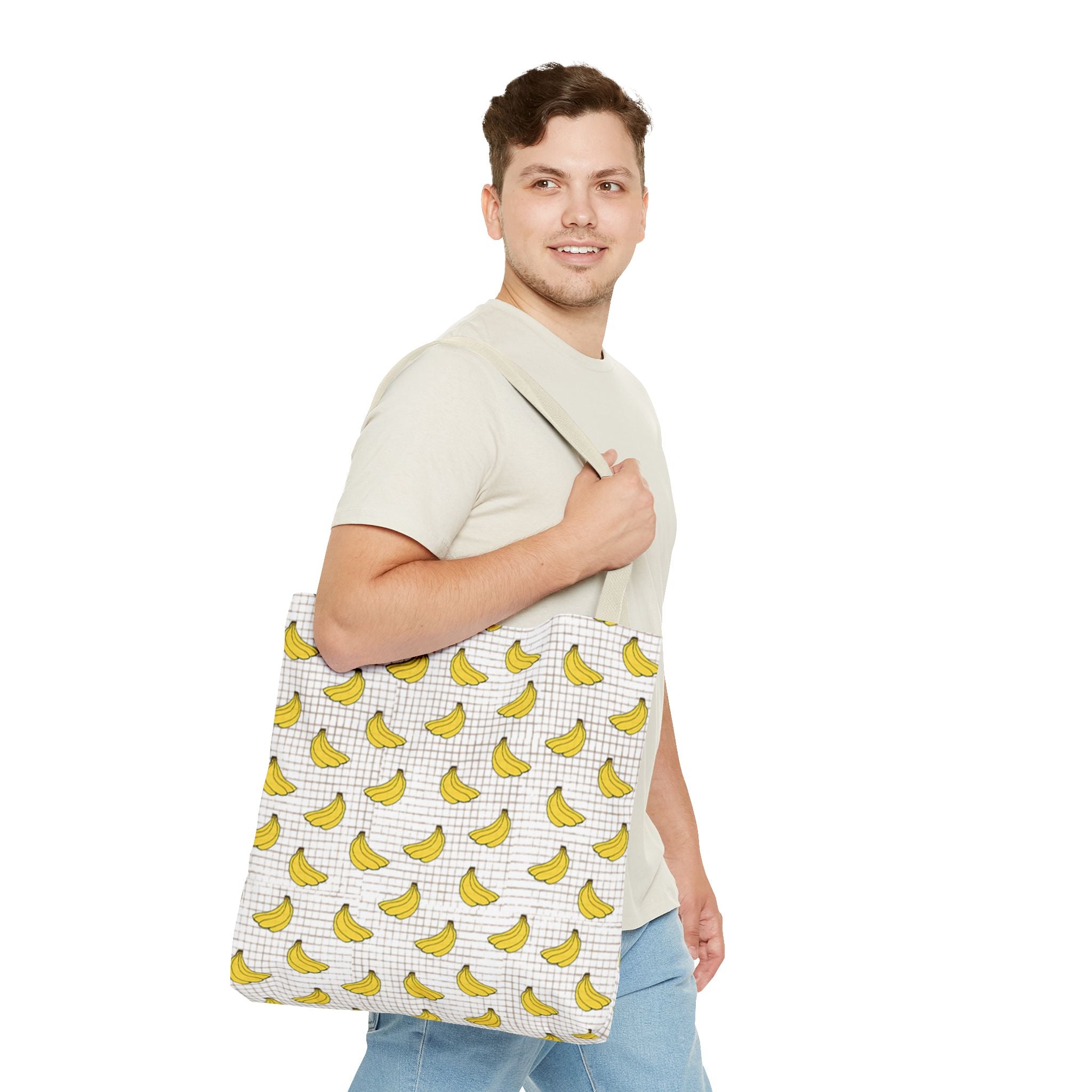 Bananas Pattern Tote Bag — Cute Yellow Fruit Print All-Over-Print Shopper