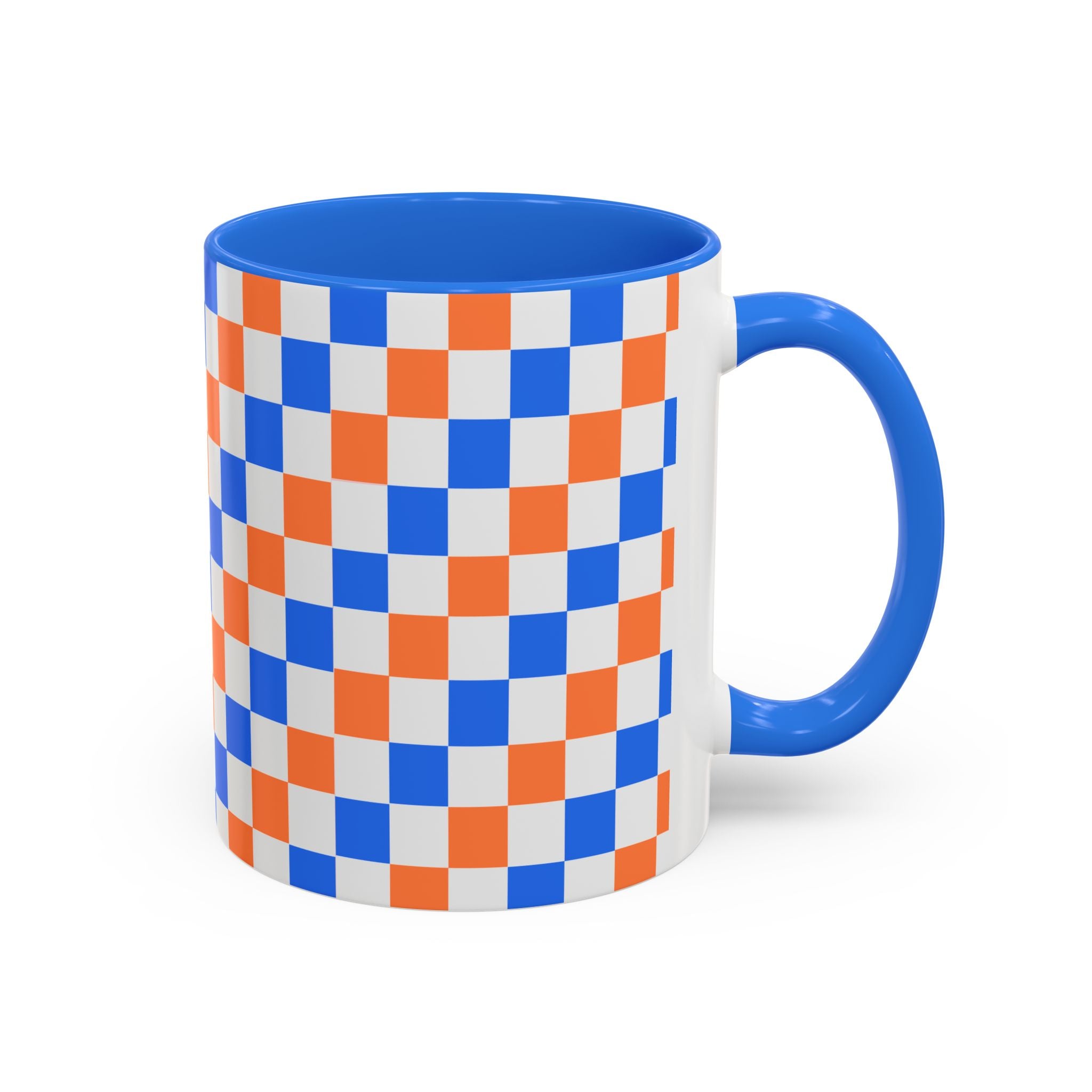 Blue & Orange Checkerboard Ceramic Mug (11oz/15oz)