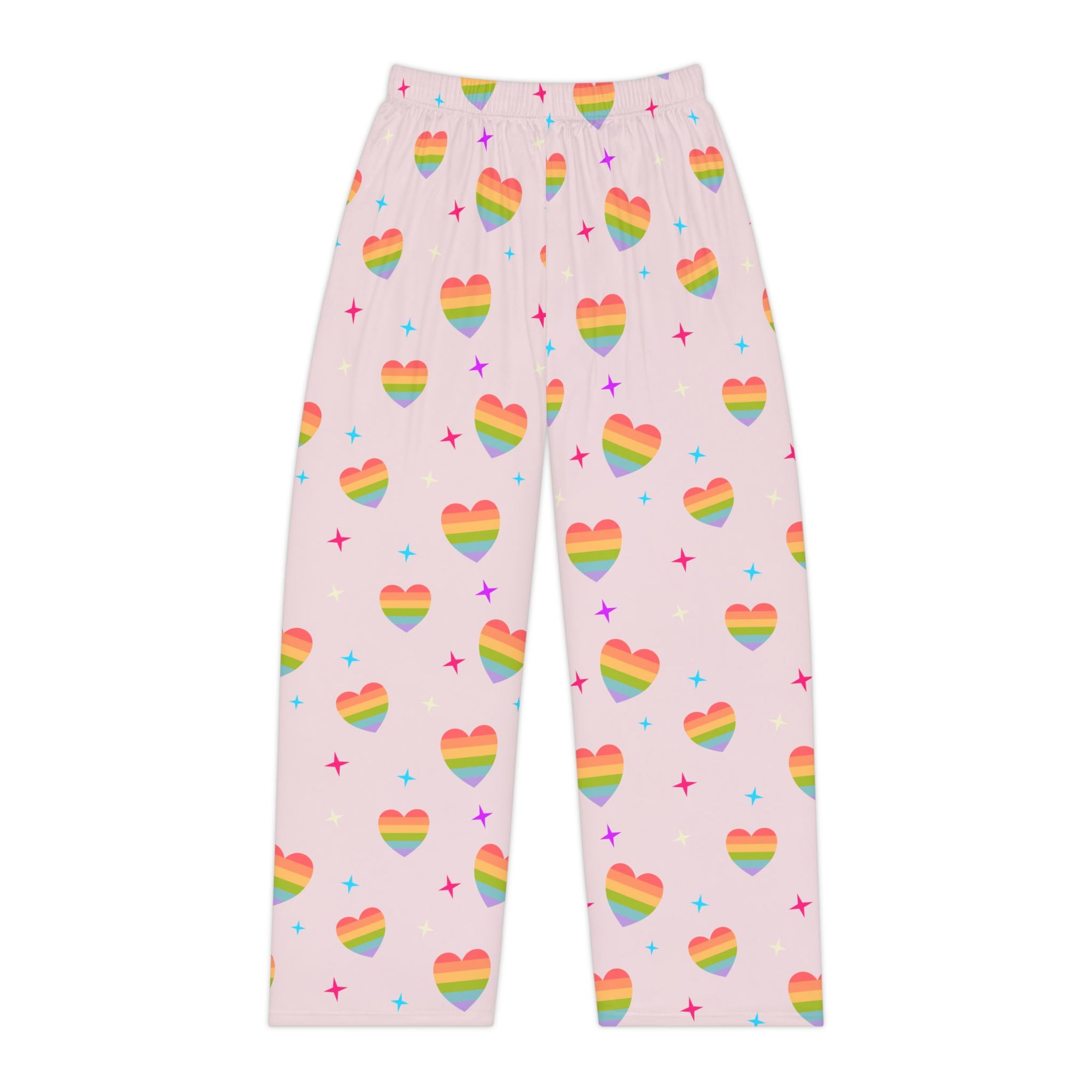 Rainbow Heart Pajama Pants — Women’s Pink Pride Lounge Pajamas