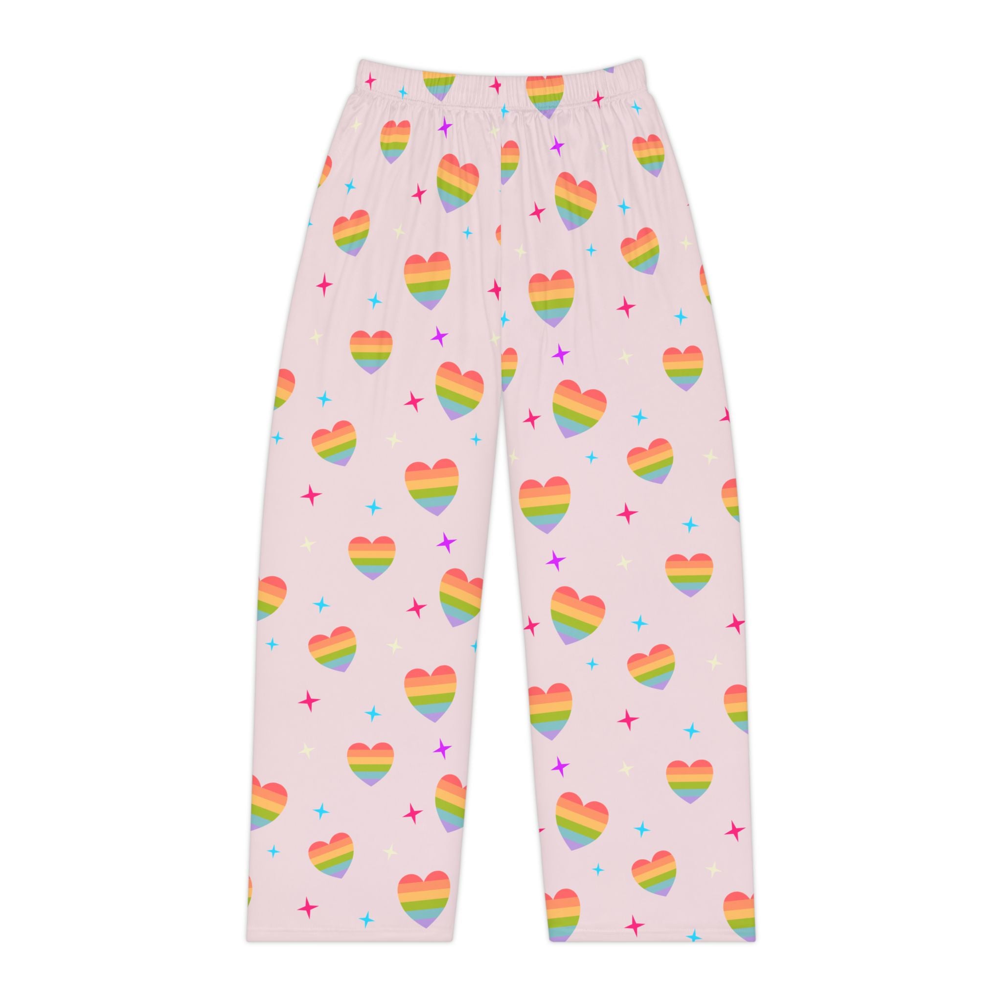 Rainbow Heart Pajama Pants — Women’s Pink Pride Lounge Pajamas