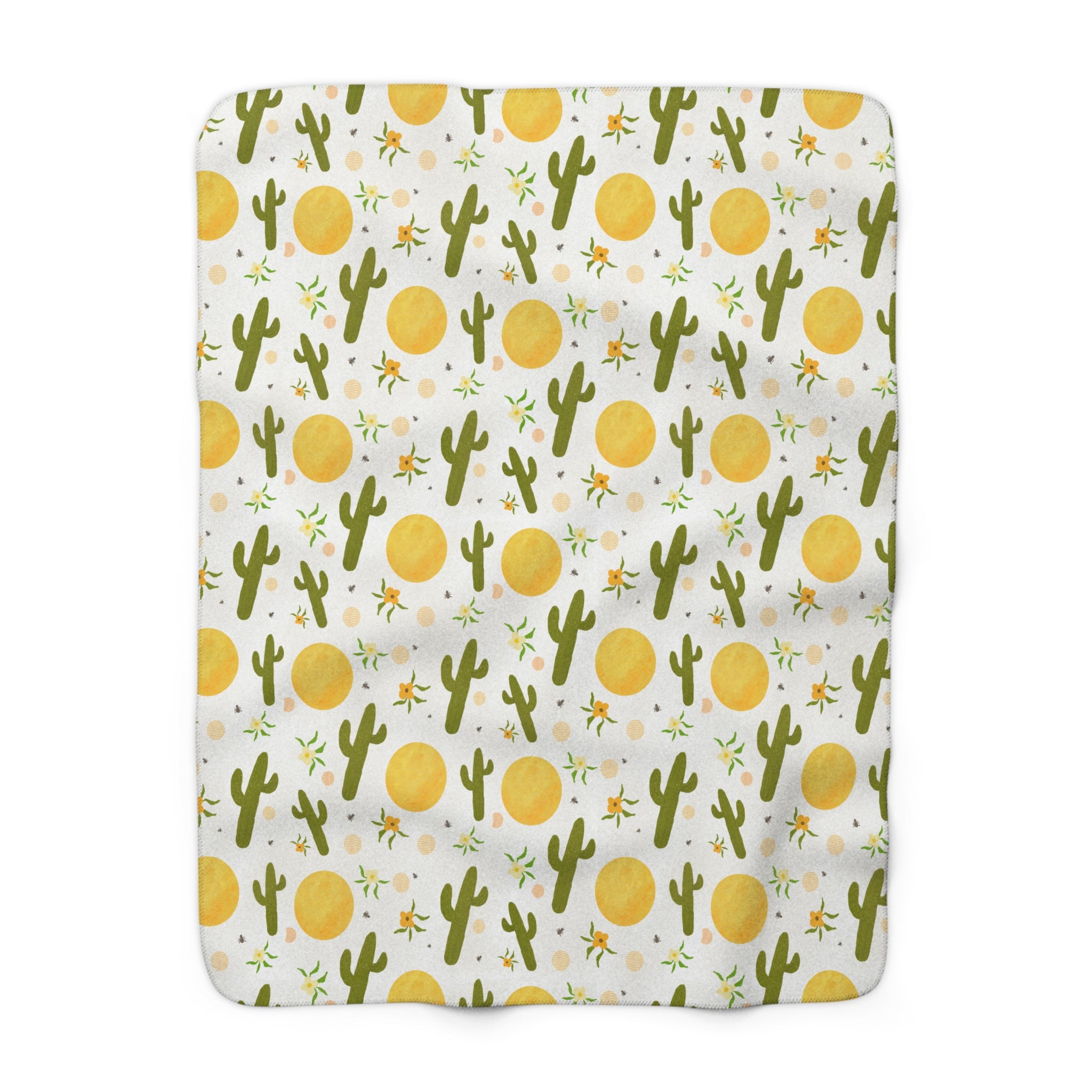 Prickly Paradise Sunny Skies Sherpa Blanket — Cozy Desert Print Throw